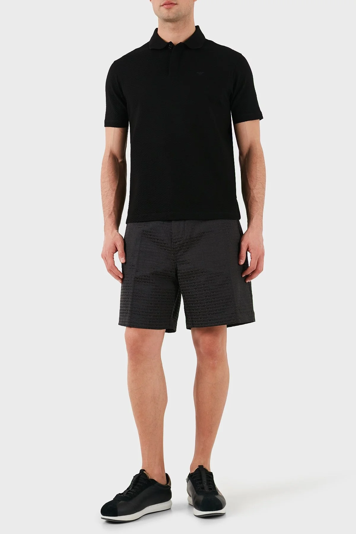 Emporio Armani Jakarlı Pamuklu Regular Fit Yüksek Bel Geniş Paça Erkek Short EM001200 AF13688 U8168 SİYAH - 2