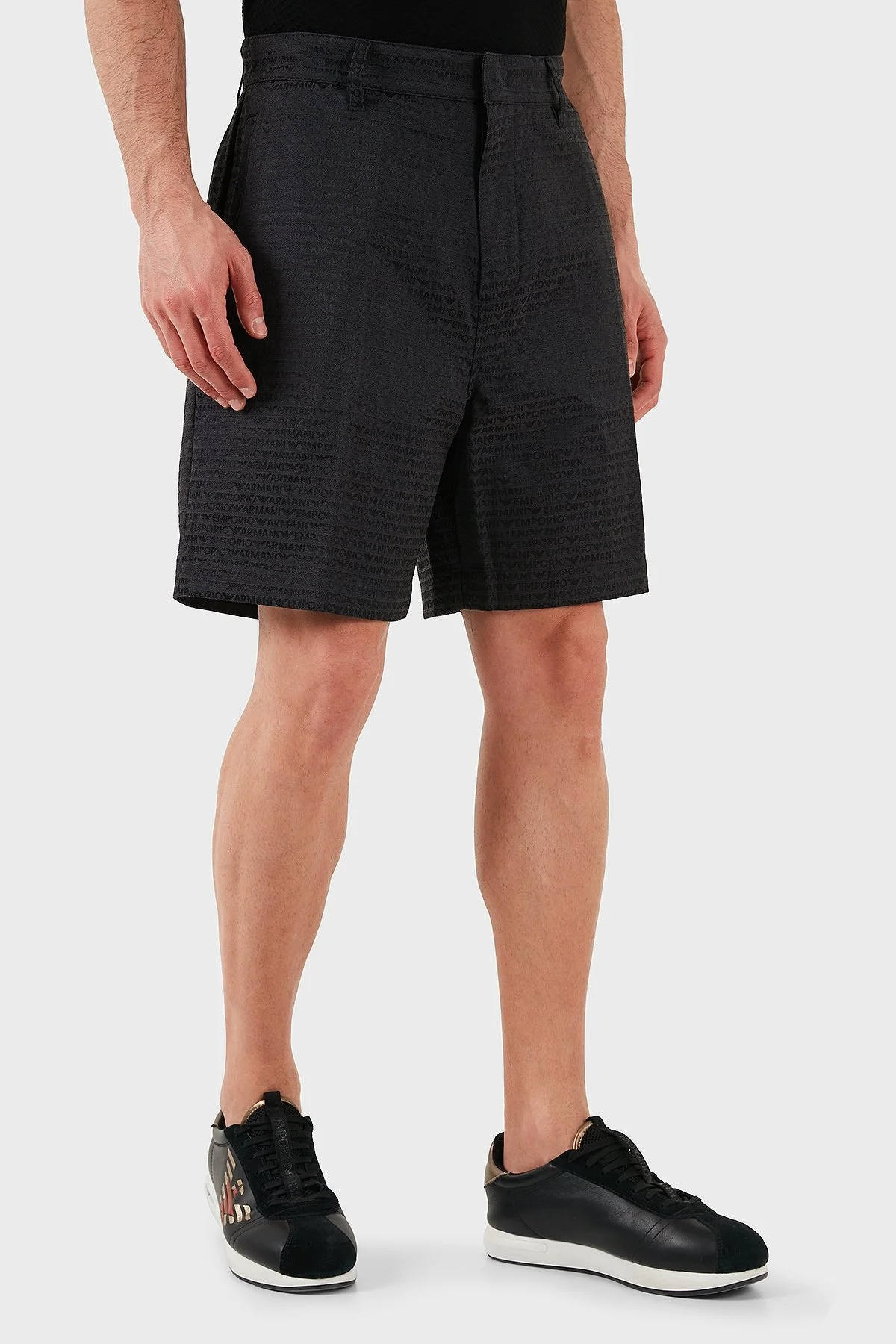 Emporio Armani Jakarlı Pamuklu Regular Fit Yüksek Bel Geniş Paça Erkek Short EM001200 AF13688 U8168 SİYAH - 4