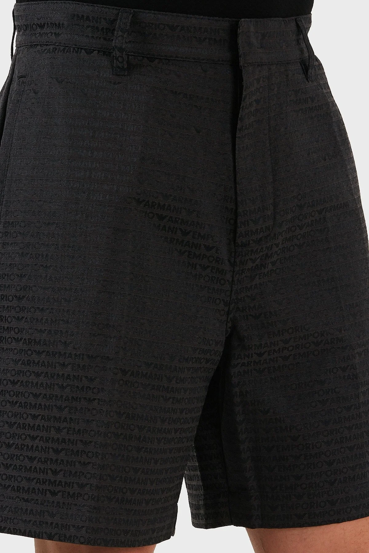 Emporio Armani Jakarlı Pamuklu Regular Fit Yüksek Bel Geniş Paça Erkek Short EM001200 AF13688 U8168 SİYAH - 5