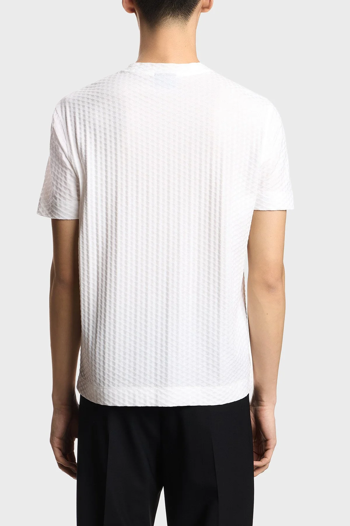 Emporio Armani Jakarlı Pamuklu Regular Fit Yuvarlak Yaka Erkek T Shirt EM001289 AF10762 F0190 BEYAZ - 3