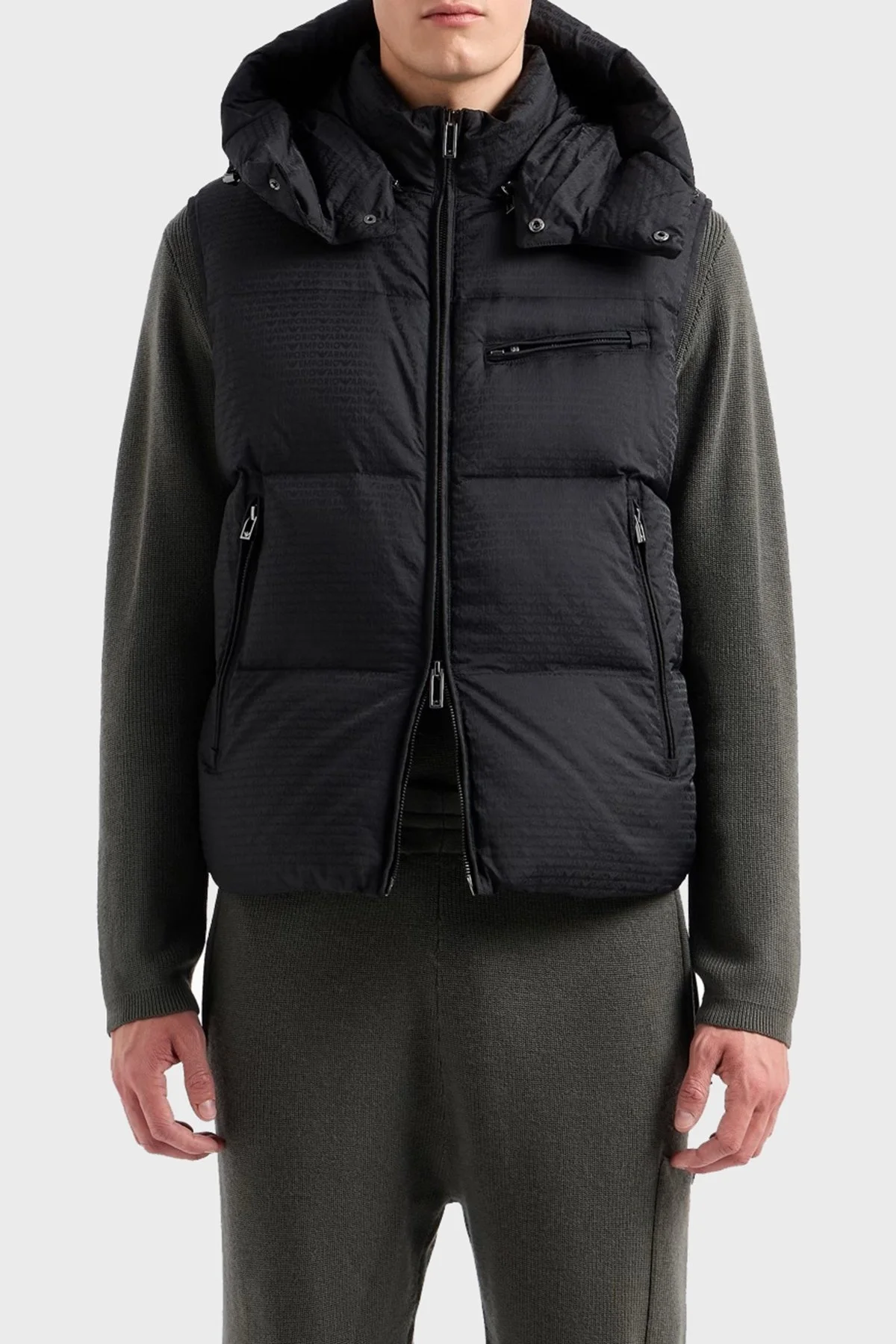 Emporio Armani Jakarlı Regular Fit Çıkarılabilir Kapüşonlu Şişme Erkek Yelek 6D1B66 1NNXZ 0999 SİYAH - 6