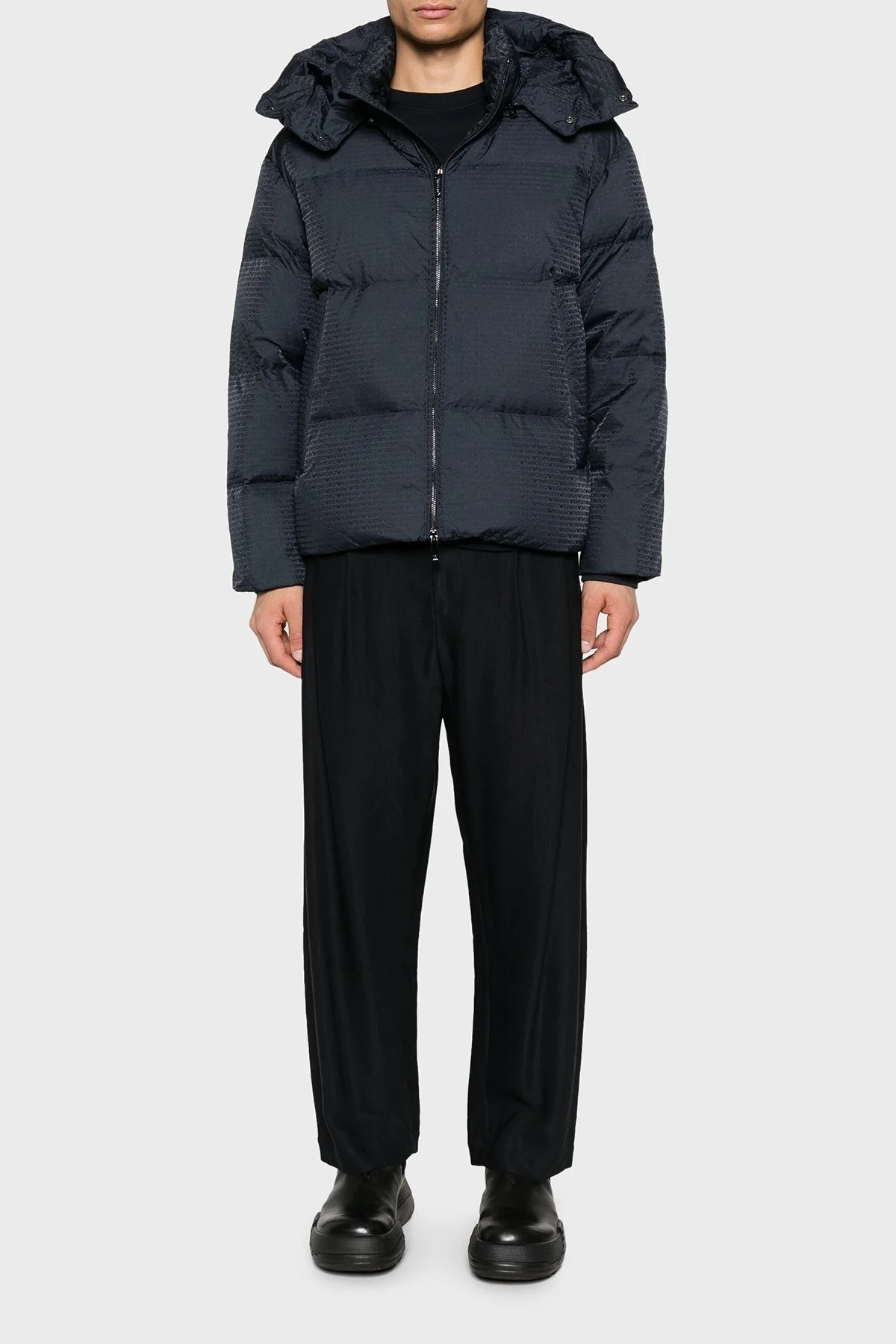 Emporio Armani Jakarlı Regular Fit Kuş Tüyü Dolgulu Çıkarılabilir Kapüşonlu Şişme Erkek Mont 6D1BC3 1NNXZ 0920 LACİVERT - 2