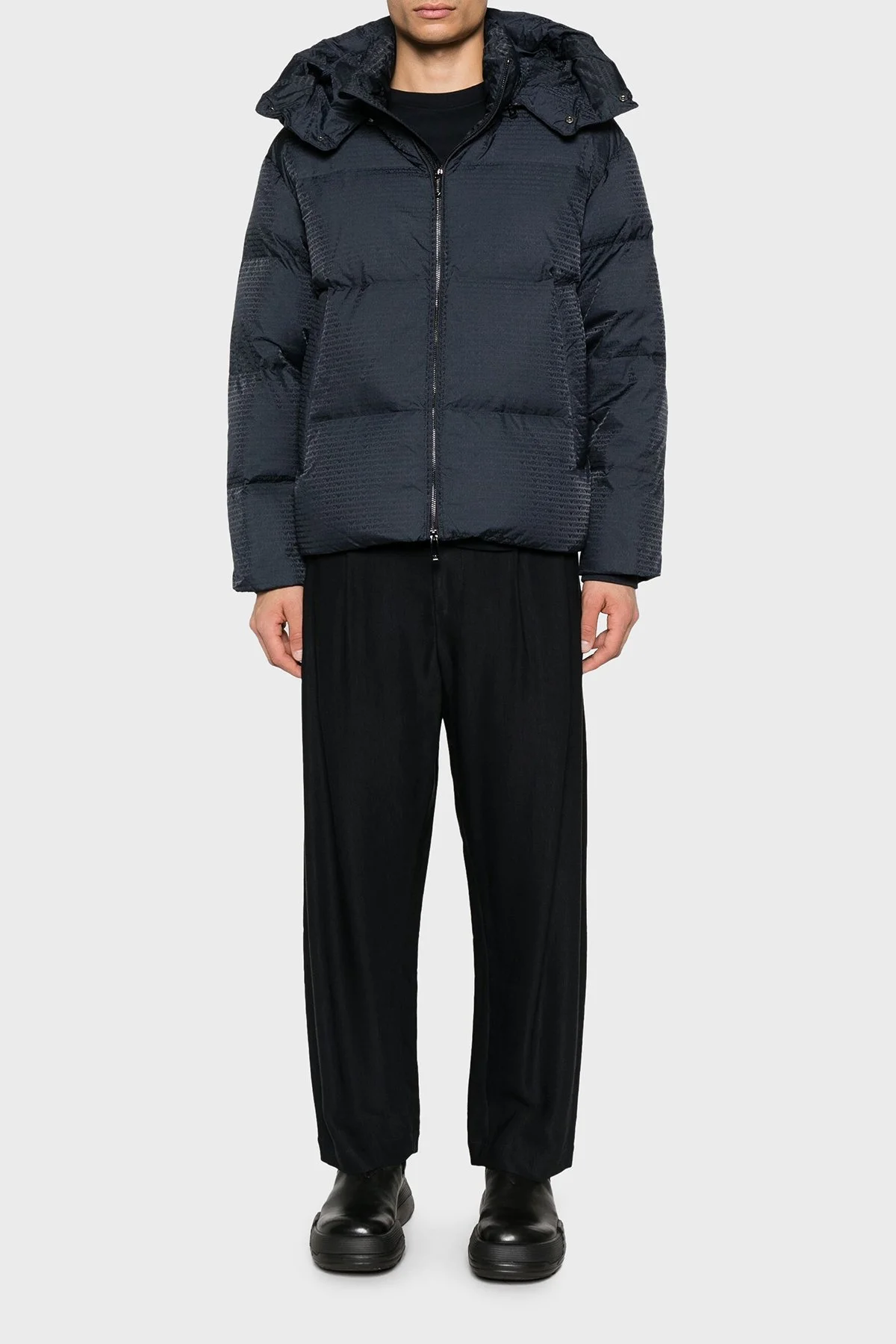 Emporio Armani Jakarlı Regular Fit Kuş Tüyü Dolgulu Çıkarılabilir Kapüşonlu Şişme Erkek Mont 6D1BC3 1NNXZ 0920 LACİVERT - 2