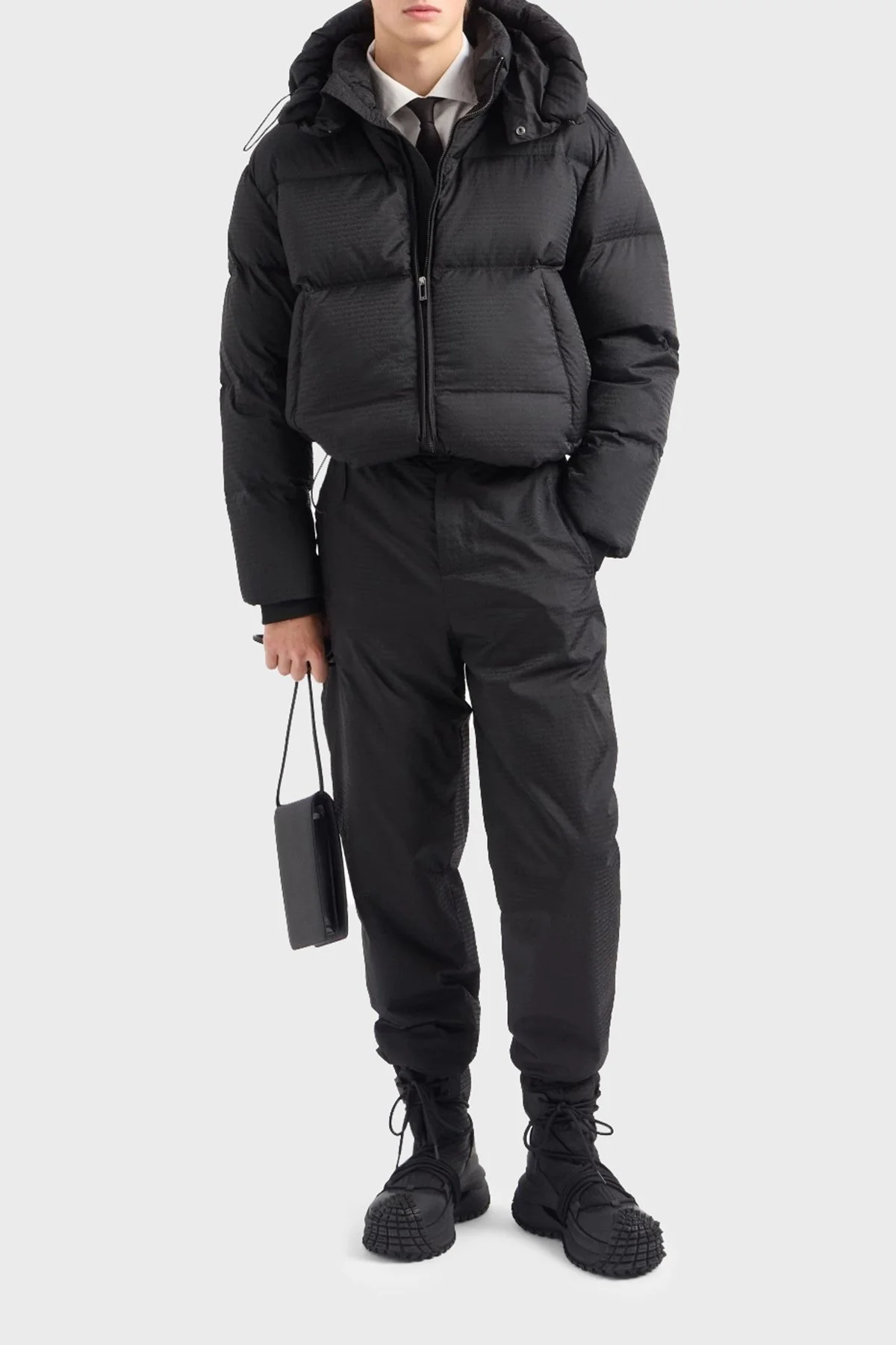 Emporio Armani Jakarlı Regular Fit Kuş Tüyü Dolgulu Çıkarılabilir Kapüşonlu Şişme Erkek Mont 6D1BC3 1NNXZ 0999 SİYAH - 2