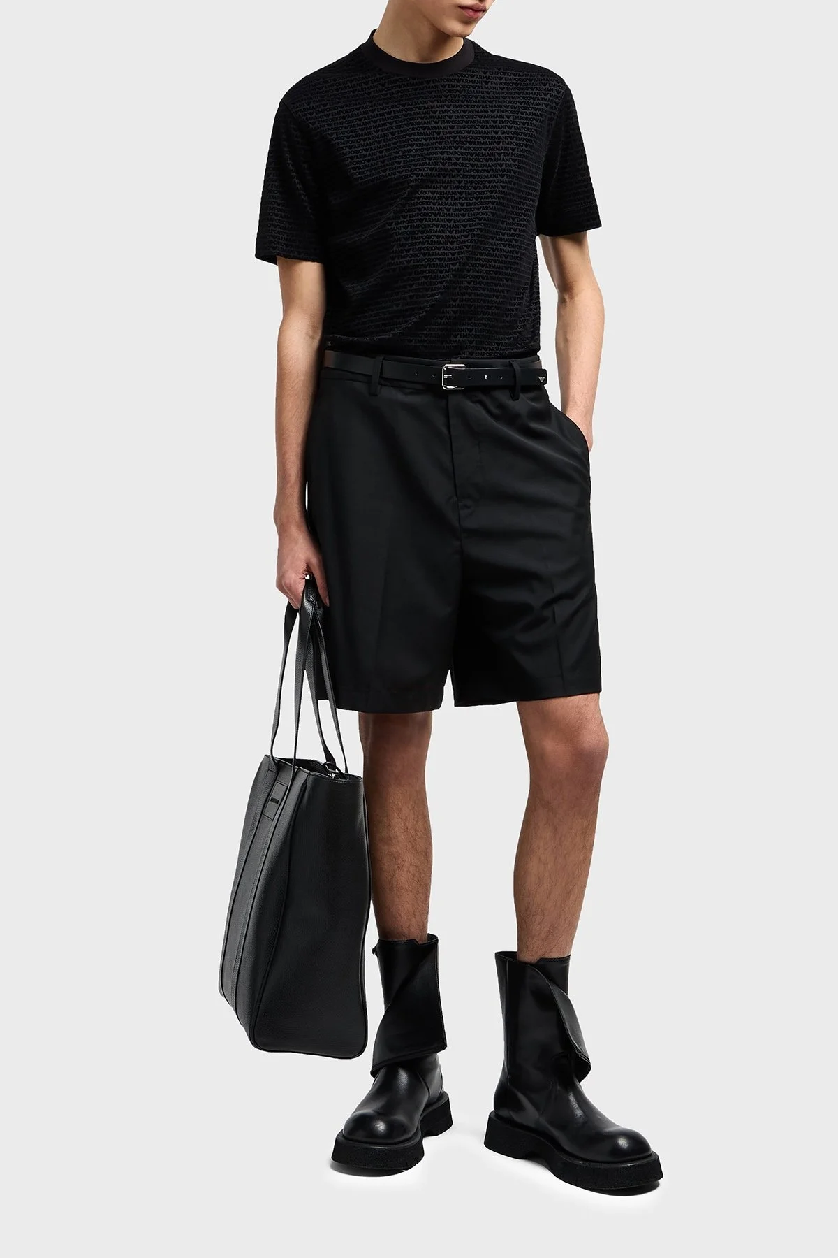 Emporio Armani Jakarlı Regular Fit Pamuklu Bisiklet Yaka Erkek T Shirt EM001288 AF10017 FC159 SİYAH - 2