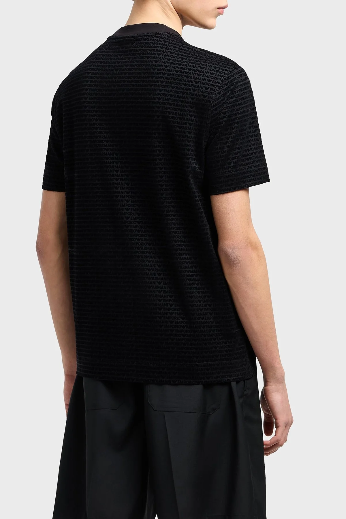 Emporio Armani Jakarlı Regular Fit Pamuklu Bisiklet Yaka Erkek T Shirt EM001288 AF10017 FC159 SİYAH - 3