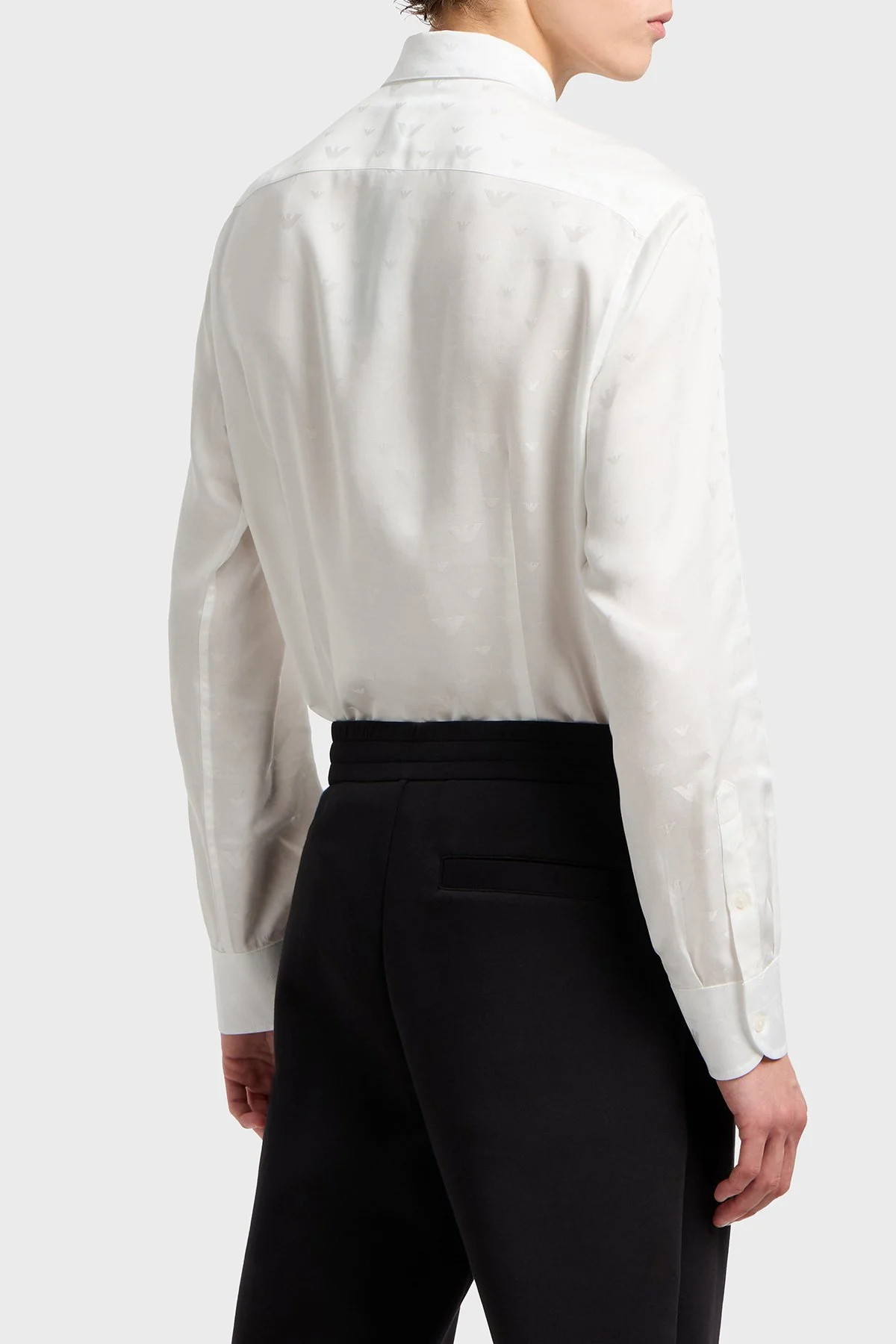 Emporio Armani Jakarlı Regular Fit Saten Görünümlü Klasik Yaka Erkek Gömlek EM001537 AF15074 F0140 BEYAZ - 3