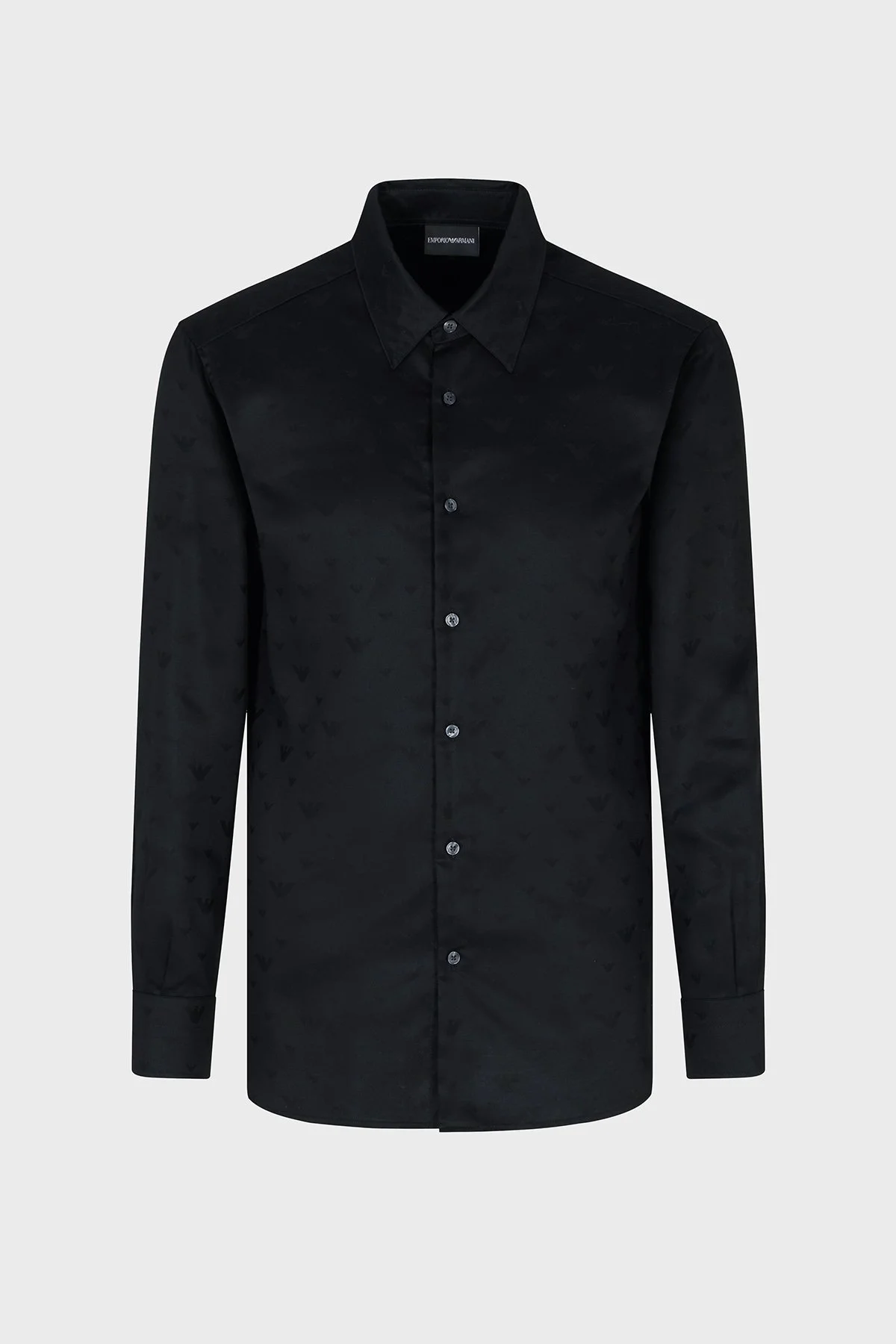 Emporio Armani Jakarlı Regular Fit Saten Görünümlü Klasik Yaka Erkek Gömlek EM001537 AF15074 FC218 SİYAH - 5