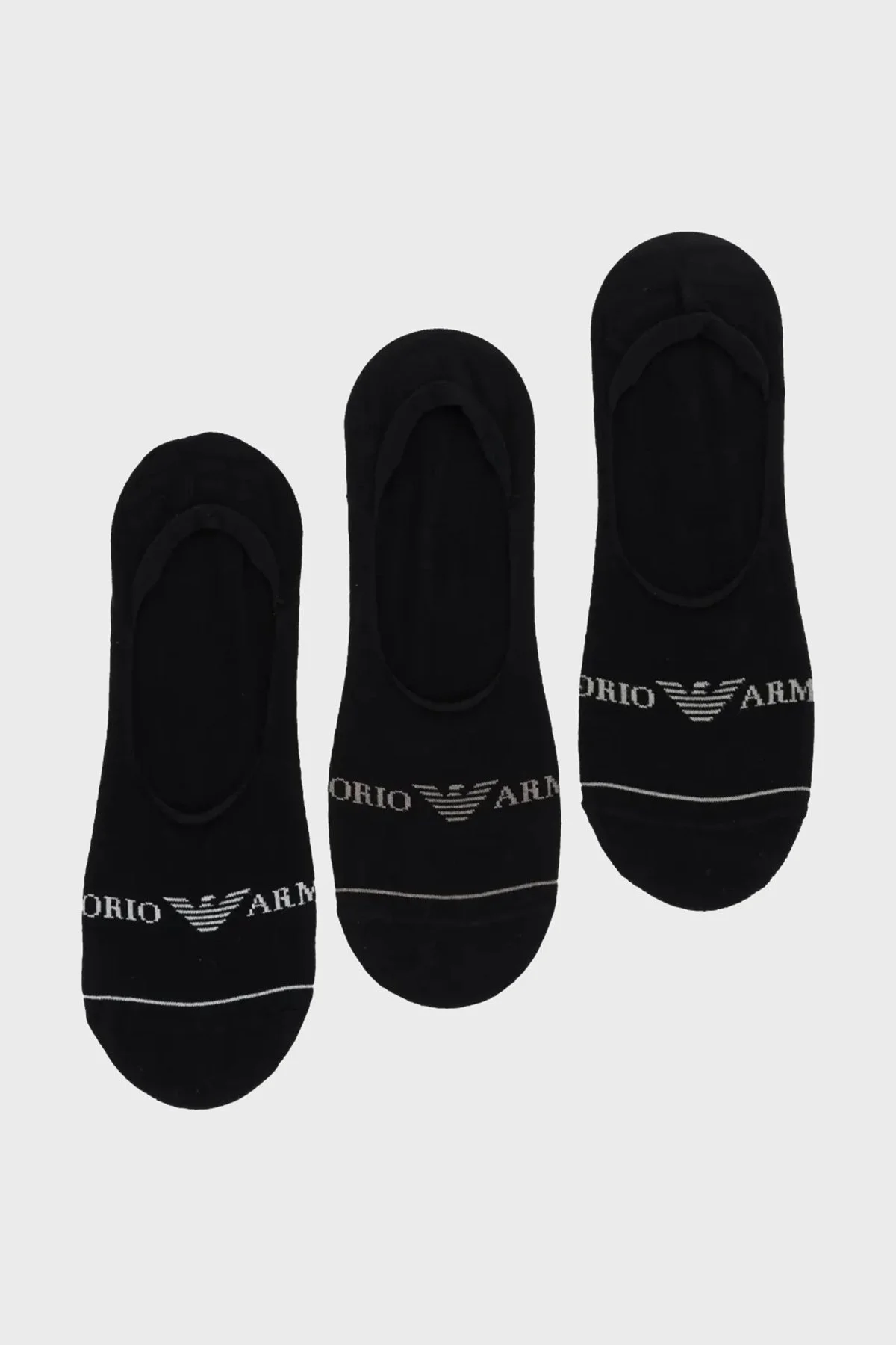 Emporio Armani Jakarlı Streç Pamuklu 3 Pack Babet Erkek Çorap EM000548 AF12276 MC061 SİYAH - 3