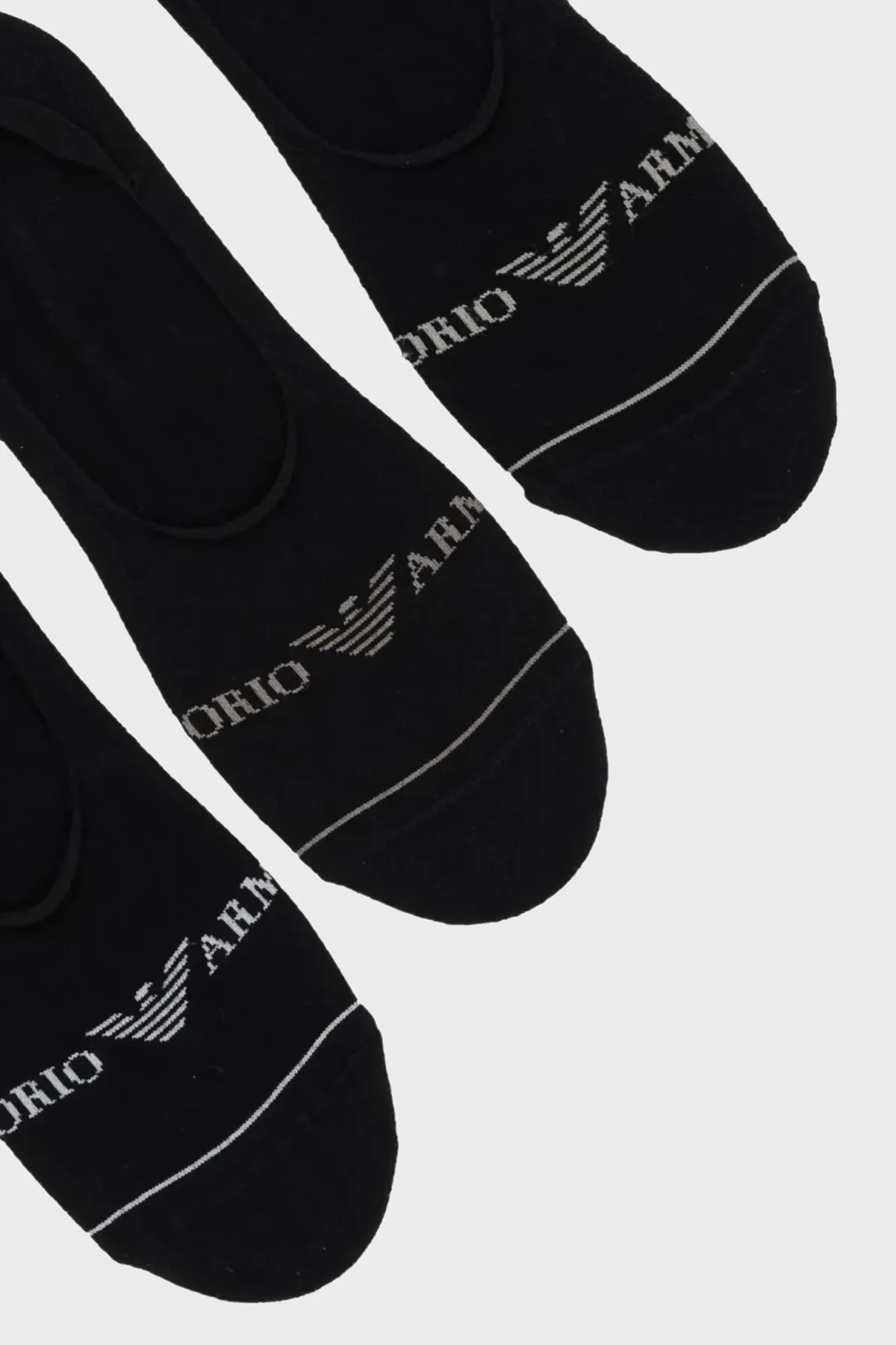 Emporio Armani Jakarlı Streç Pamuklu 3 Pack Babet Erkek Çorap EM000548 AF12276 MC061 SİYAH - 4