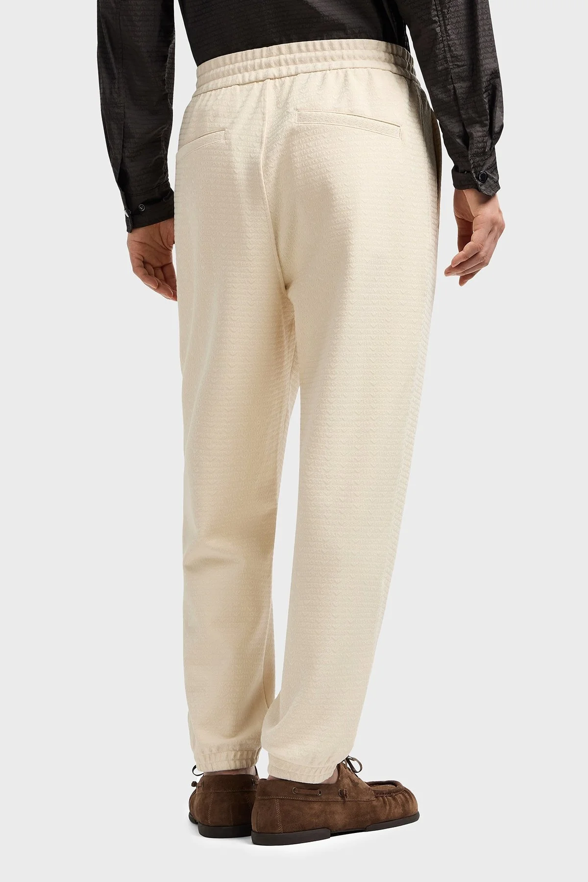 Emporio Armani Jakarlı Streç Pamuklu Regular Fit Yüksek Bel Lastikli Paça Jogger Erkek Pantolon EM001106 AF13700 U1088 EKRU - 4