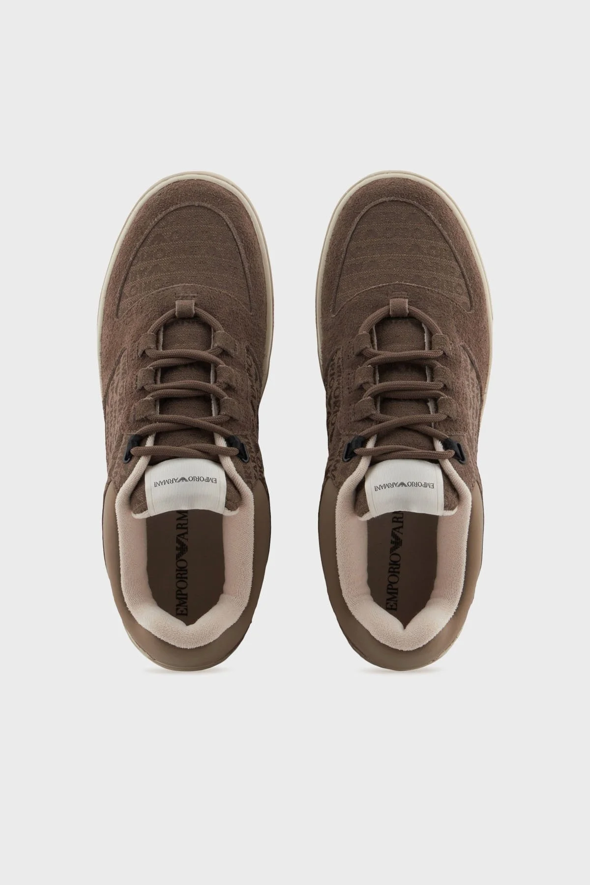 Emporio Armani Jakarlı Süet Detaylı Sneaker Erkek Ayakkabı X4X636 XR329 U570 KAHVE - 9