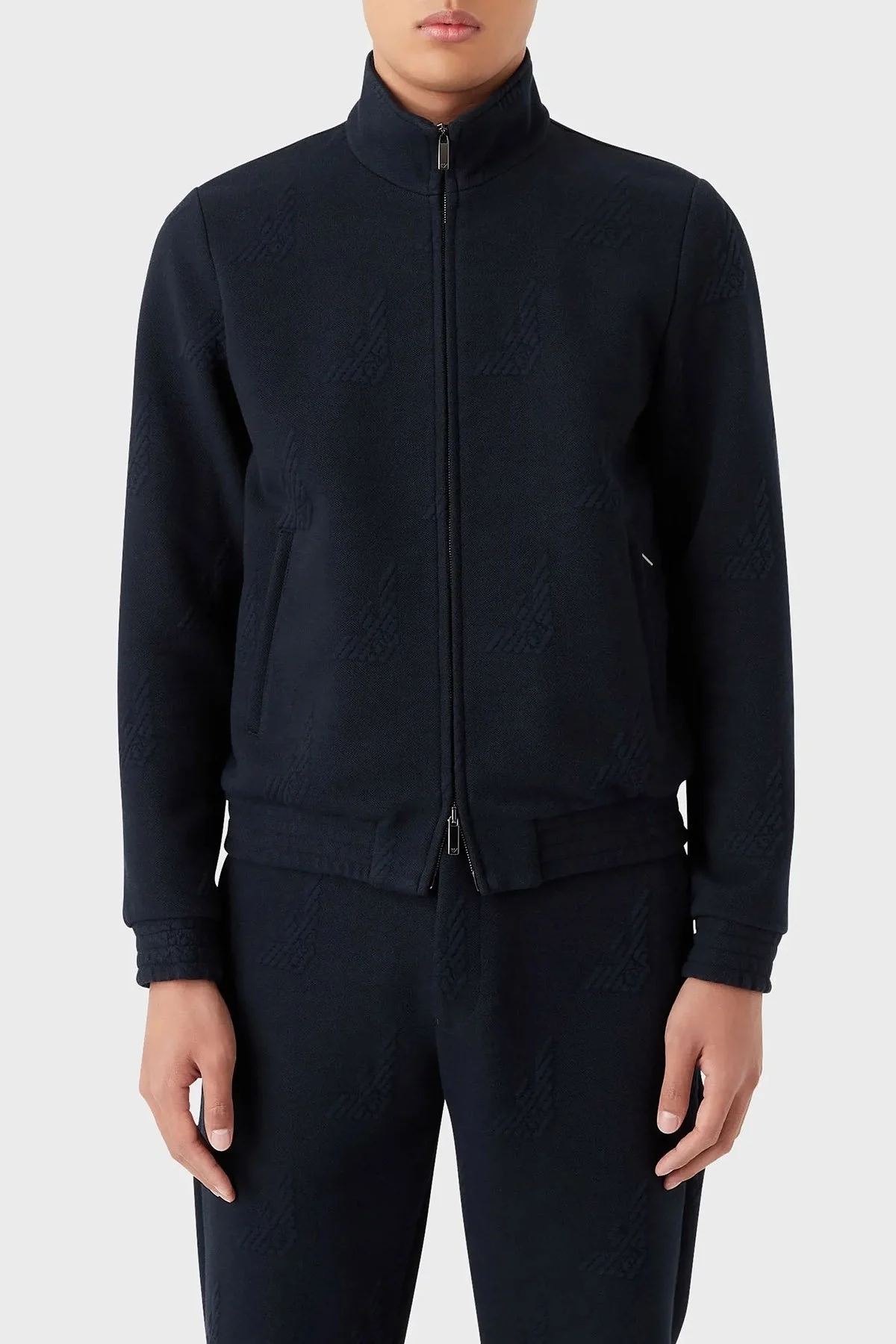 Emporio Armani Kabartma Logolu Dik Yaka Fermuarlı Regular Fit Erkek Mont D41R29 D1008 922 LACİVERT - 1