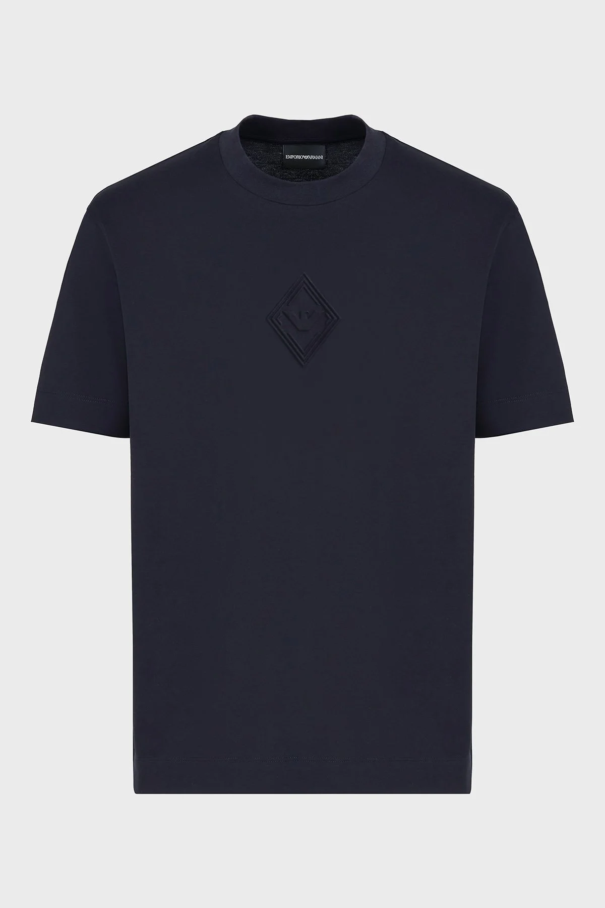 Emporio Armani Kabartmalı Logo % 100 Pamuk Regular Fit Bisiklet Yaka Erkek T Shirt EM001040 AF13669 UB118 LACİVERT - 5