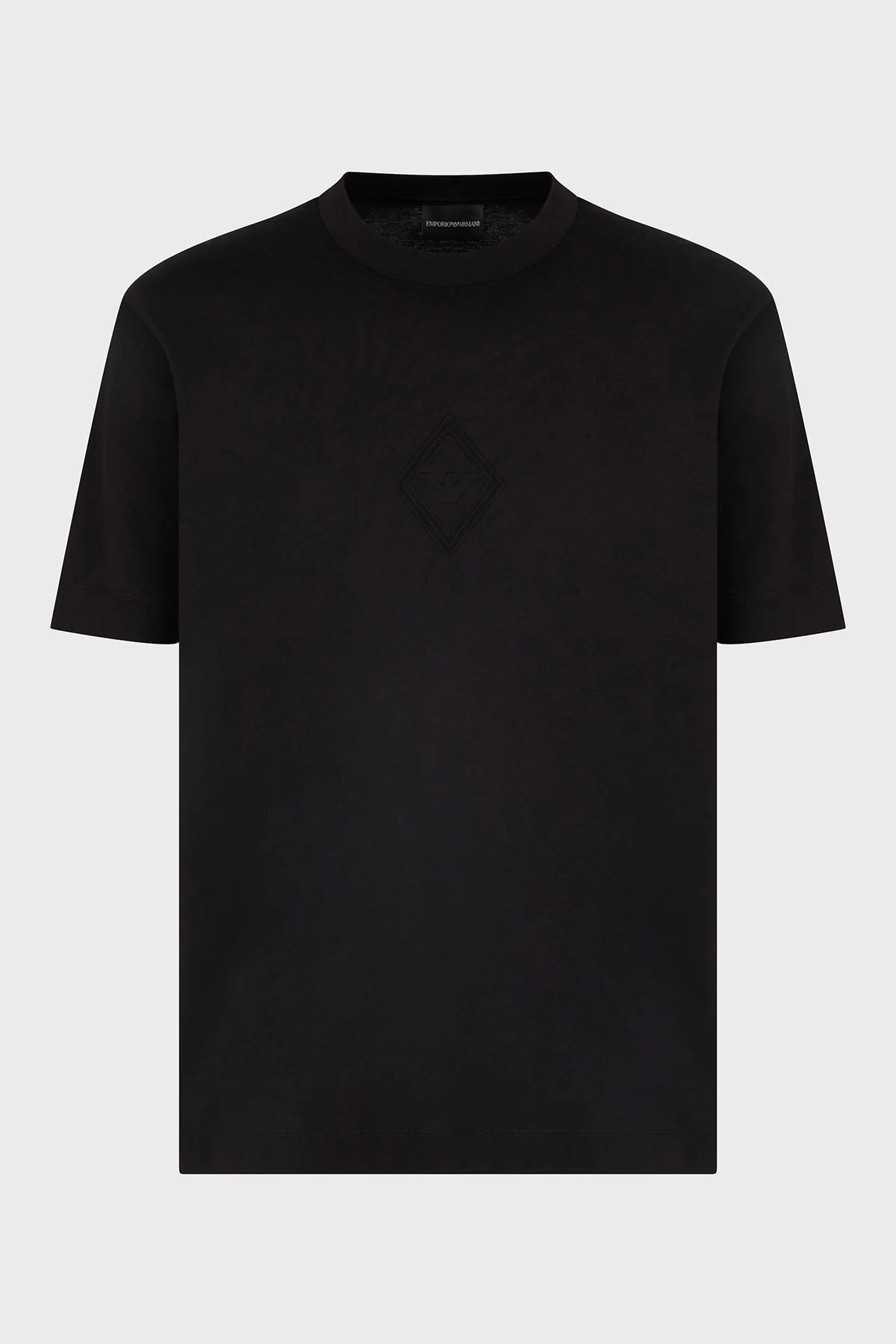 Emporio Armani Kabartmalı Logo % 100 Pamuk Regular Fit Bisiklet Yaka Erkek T Shirt EM001040 AF13669 UC001 SİYAH - 5