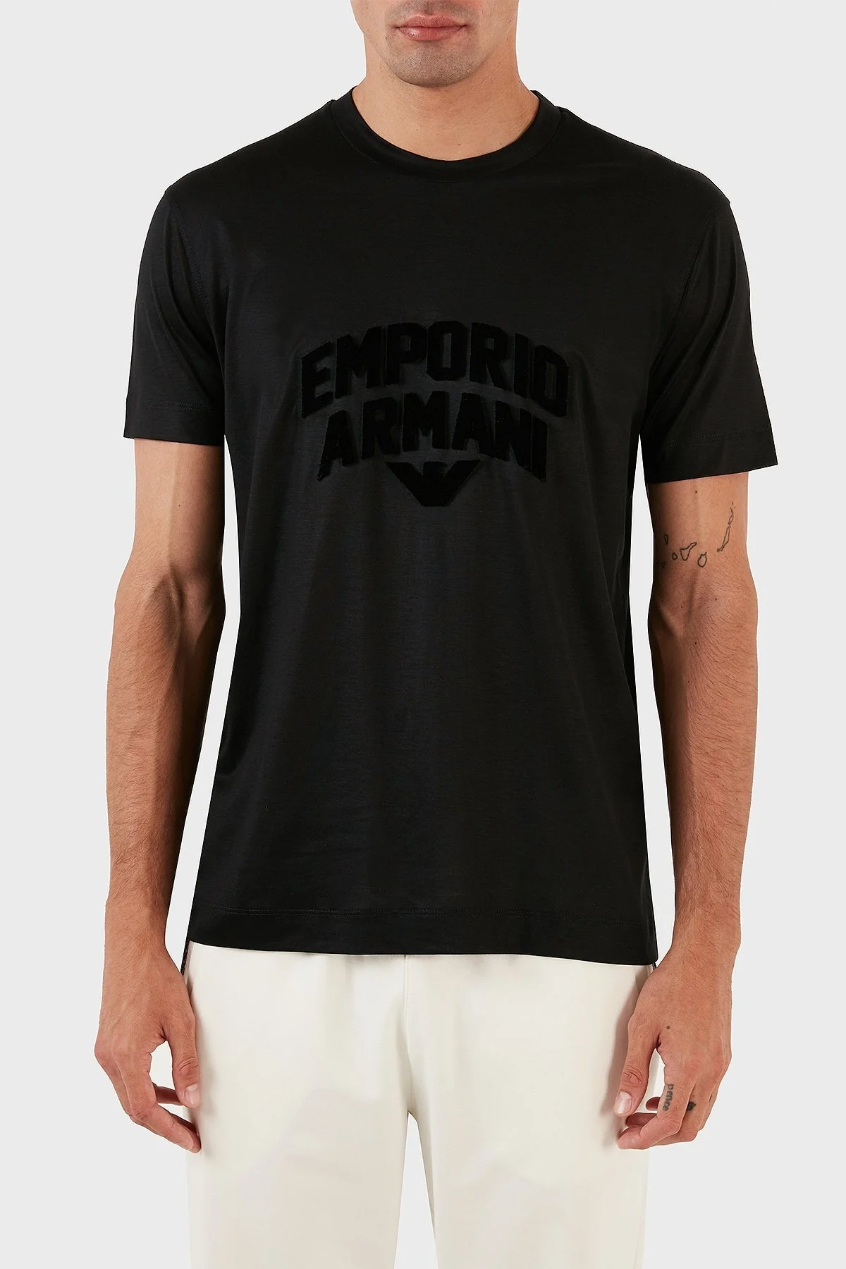 Emporio Armani Kabartmalı Logo Baskılı Bisiklet Yaka Regular Fit Erkek T Shirt 3R1TBG 1JUVZ 0081 SİYAH - 6