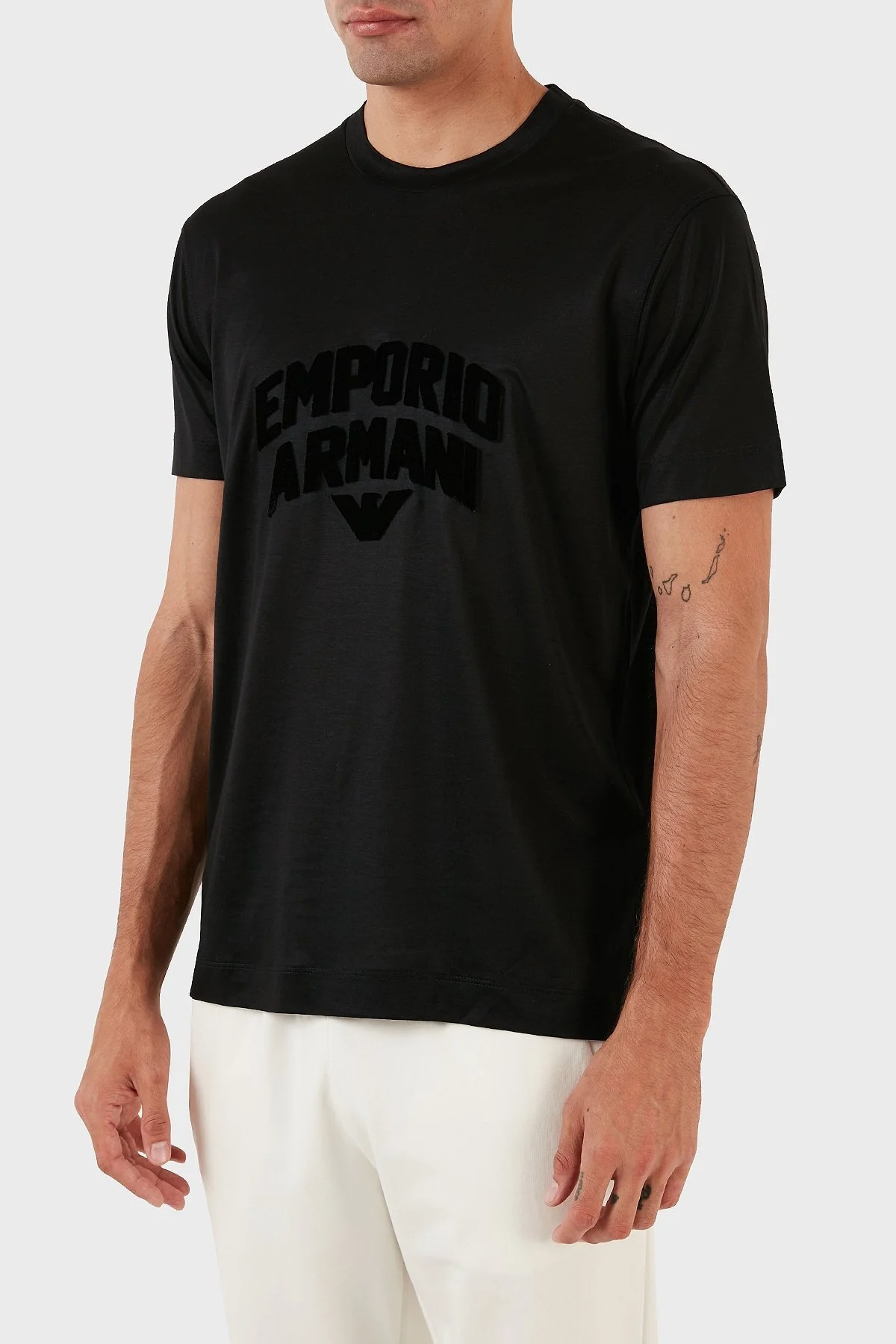 Emporio Armani Kabartmalı Logo Baskılı Bisiklet Yaka Regular Fit Erkek T Shirt 3R1TBG 1JUVZ 0081 SİYAH - 7