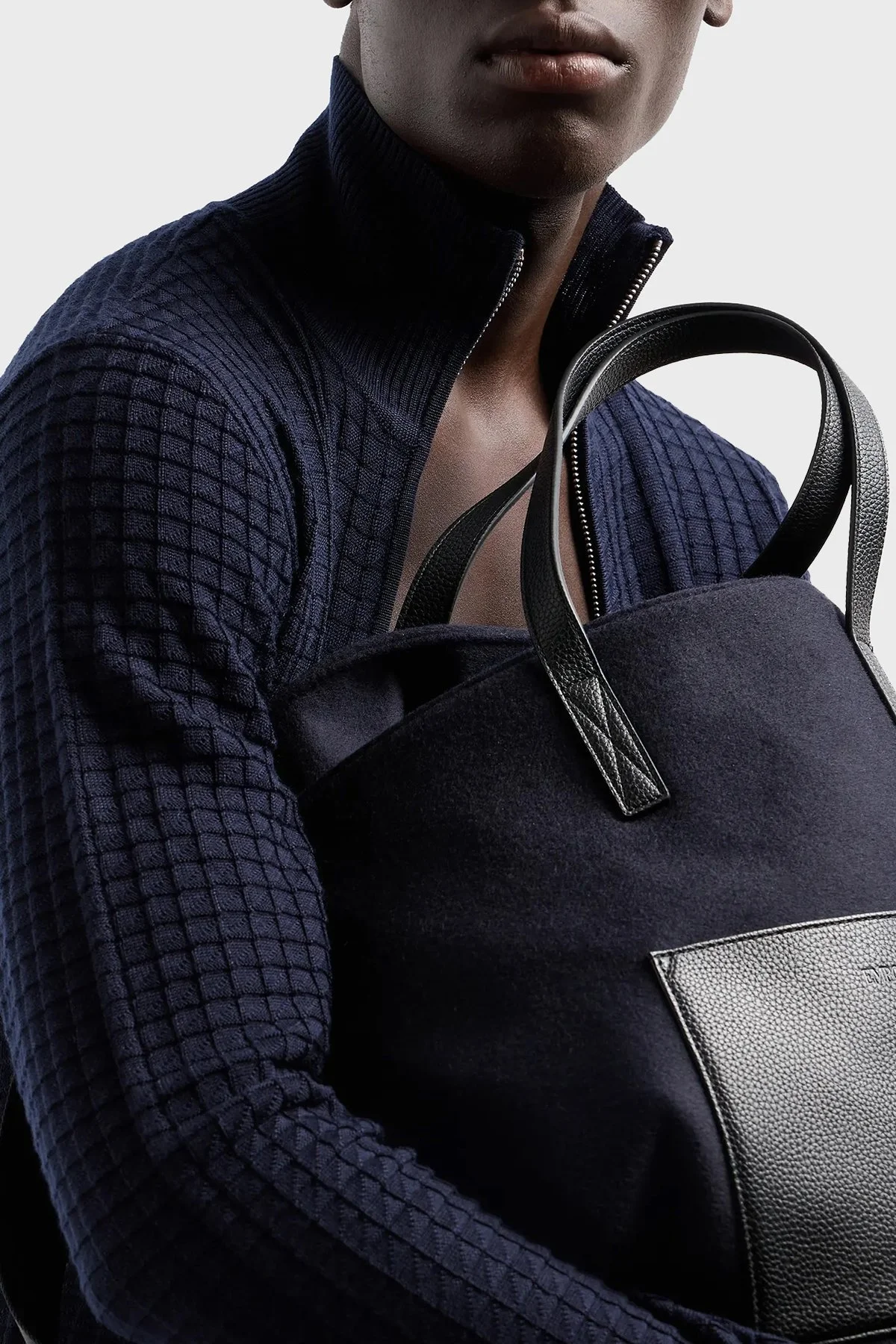 Emporio Armani Kabartmalı Yün Karışımlı Regular Fit Dik Yaka Örme Erkek Hırka 6D1BY3 1MF4Z 0929 LACİVERT - 5