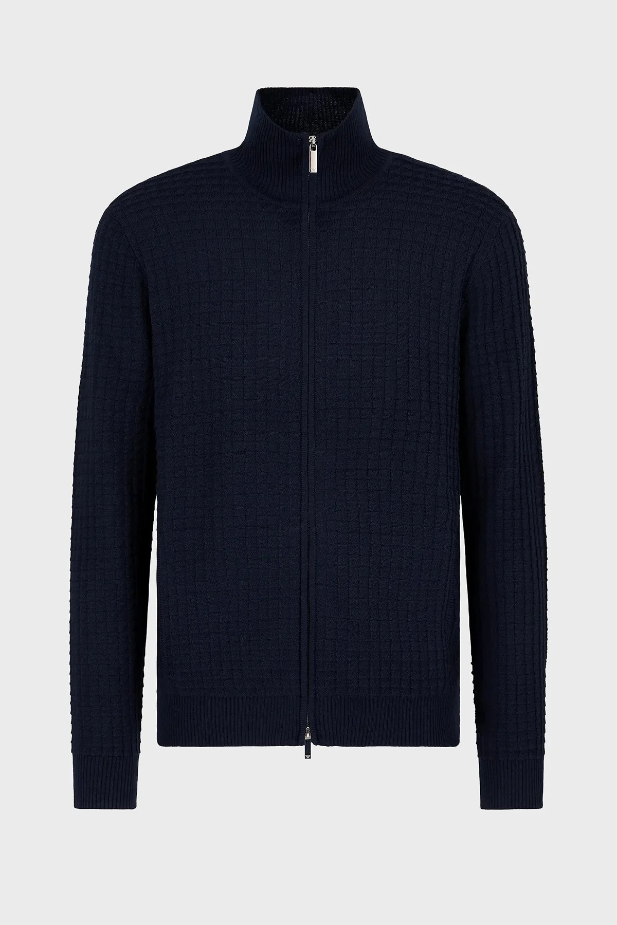 Emporio Armani Kabartmalı Yün Karışımlı Regular Fit Dik Yaka Örme Erkek Hırka 6D1BY3 1MF4Z 0929 LACİVERT - 6