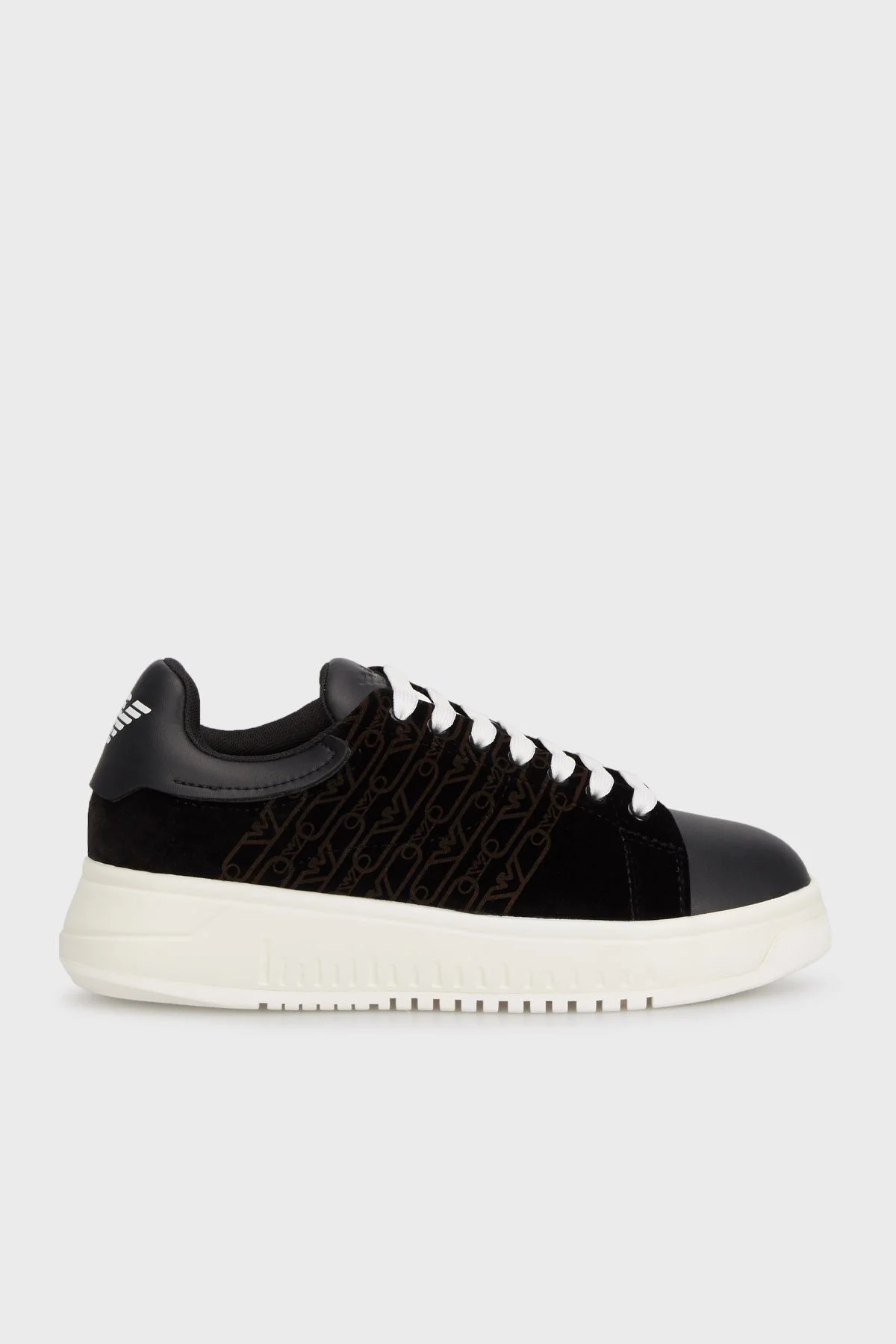 Emporio Armani Kadife Logolu Kalın Tabanlı Sneaker Bayan Ayakkabı X3X024 XR228 00002 SİYAH - 5