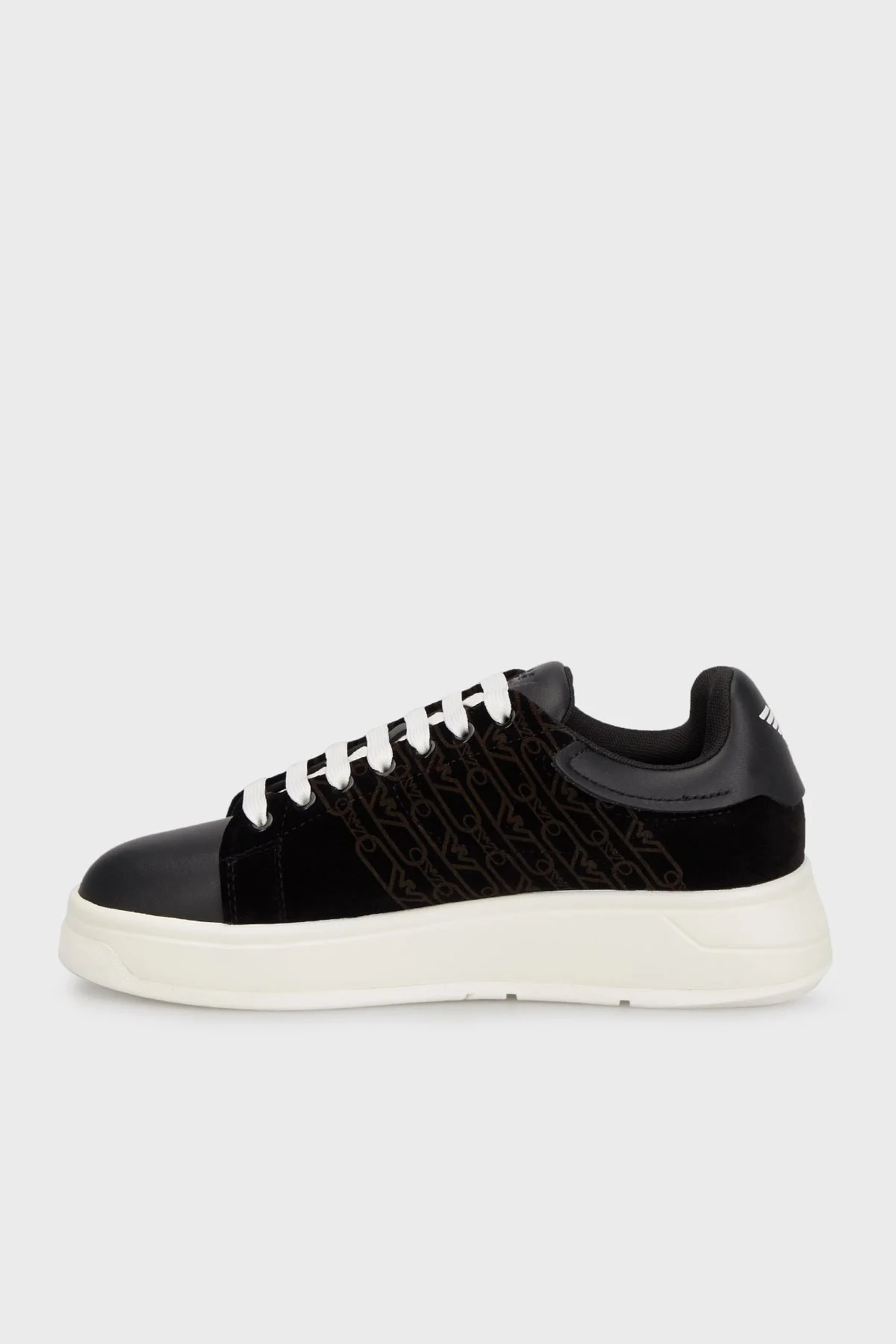 Emporio Armani Kadife Logolu Kalın Tabanlı Sneaker Bayan Ayakkabı X3X024 XR228 00002 SİYAH - 7