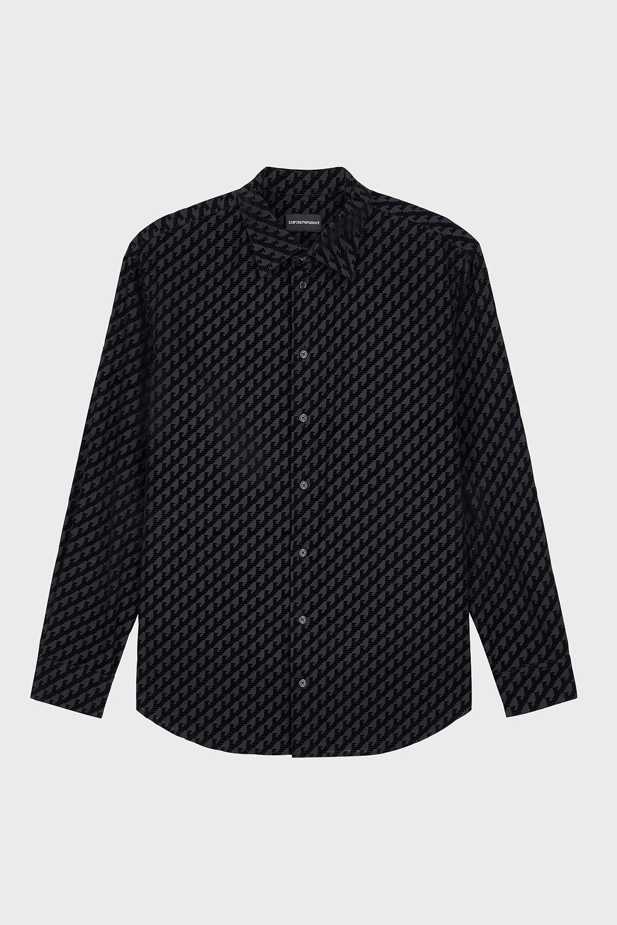 Emporio Armani Kadife Logolu Pamuklu Uzun Kollu Erkek Gömlek EM006705 AF27982 PC005 Siyah - 6