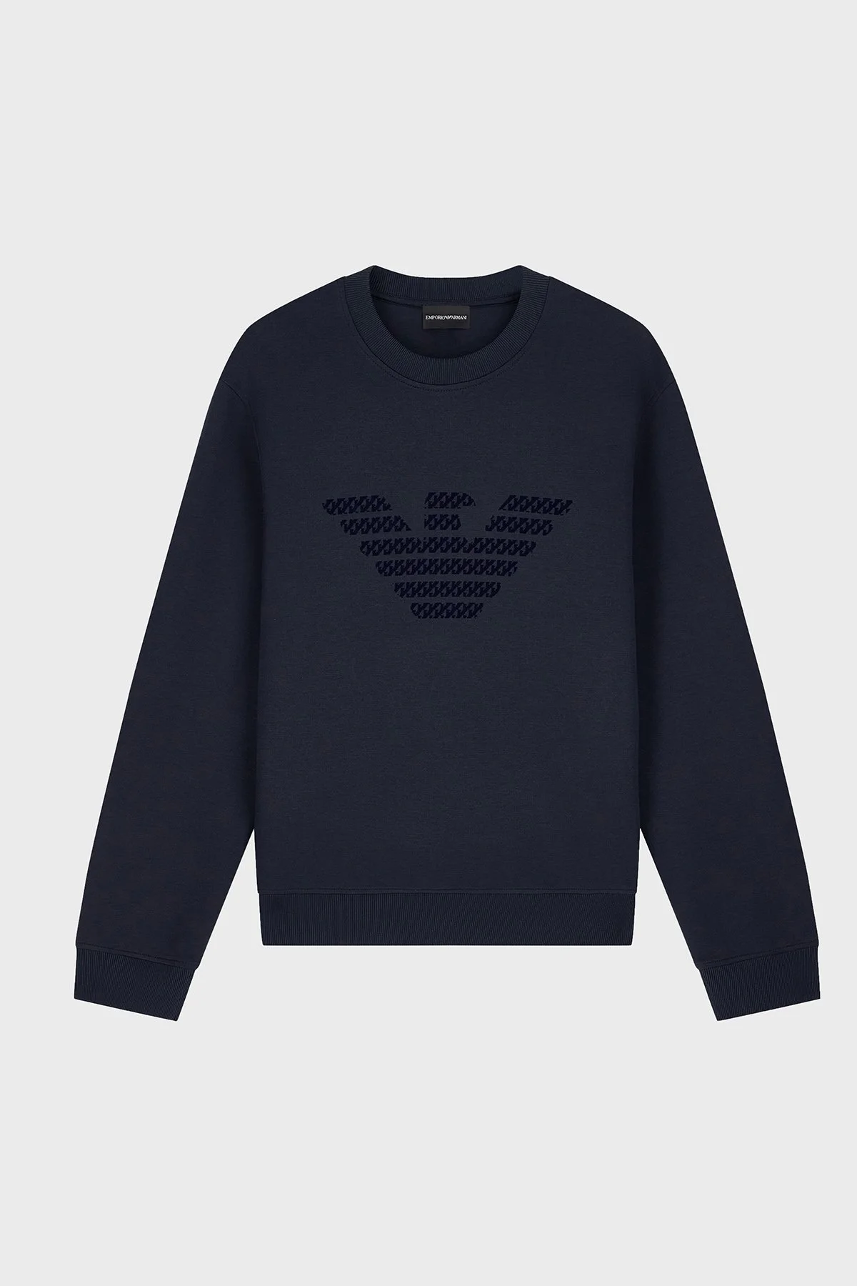 Emporio Armani Kadife Logolu Regular Fit Bisiklet Yaka Erkek Sweat EM006841 AF10013 MB845 Lacivert - 6