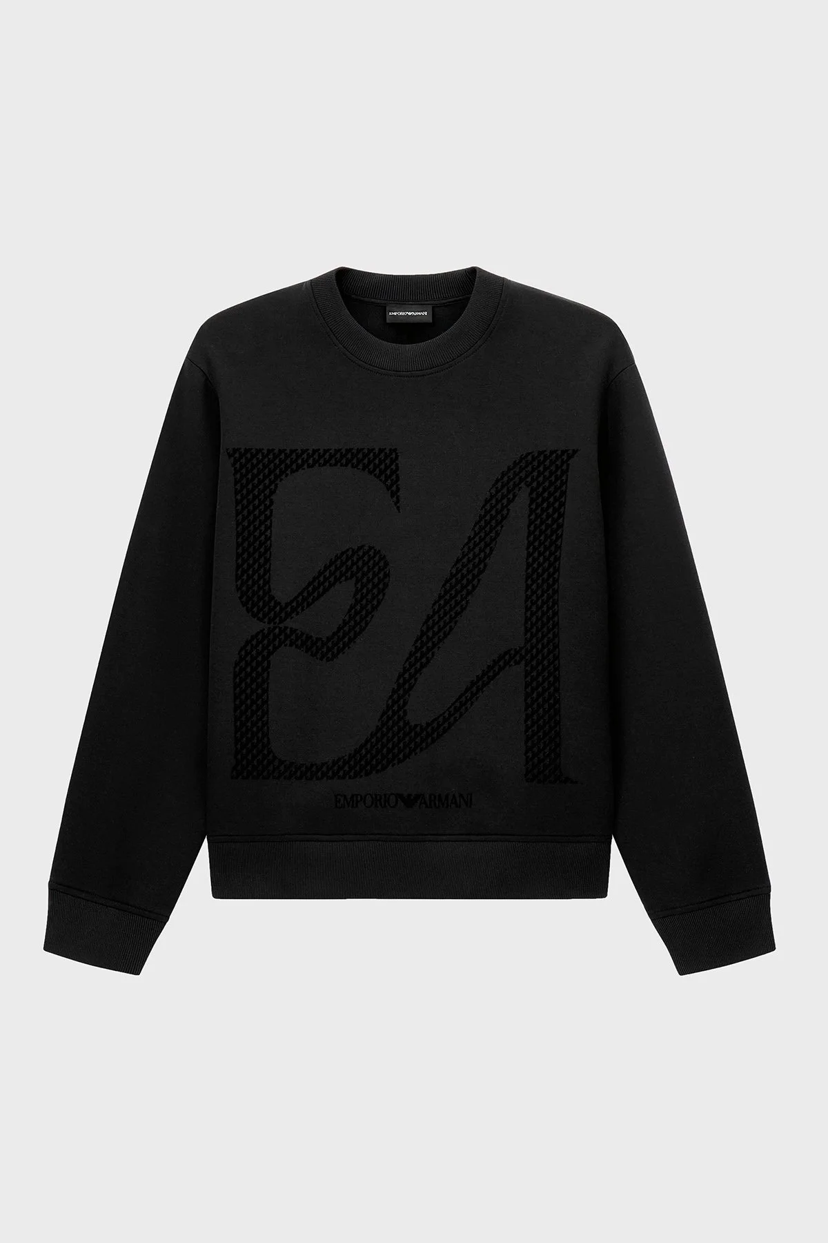 Emporio Armani Kadife Logolu Regular Fit Bisiklet Yaka Erkek Sweat EM006841 AF10013 MC722 Siyah - 6