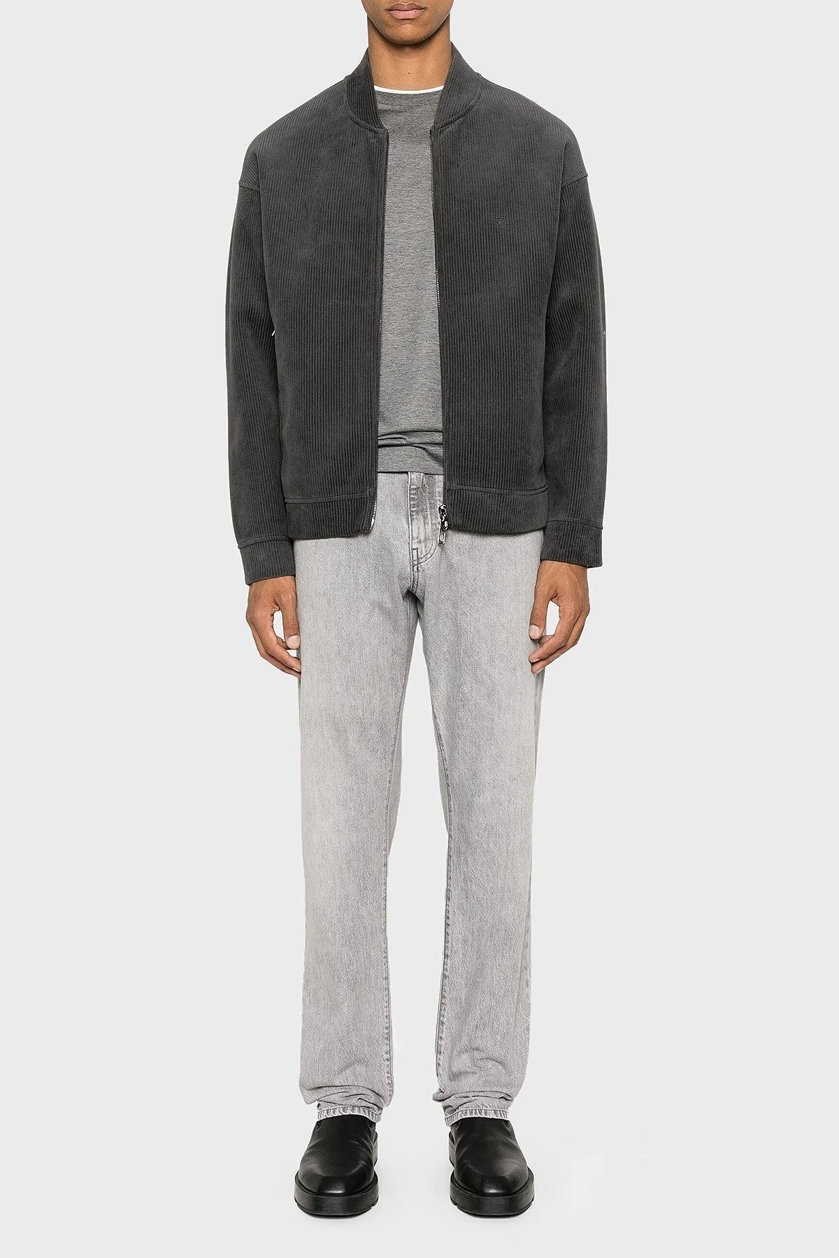 Emporio Armani Kadife Regular Fit Kolej Yaka Fermuarlı Erkek Ceket 6D1M98 1JOWZ 0842 ANTRASİT - 2