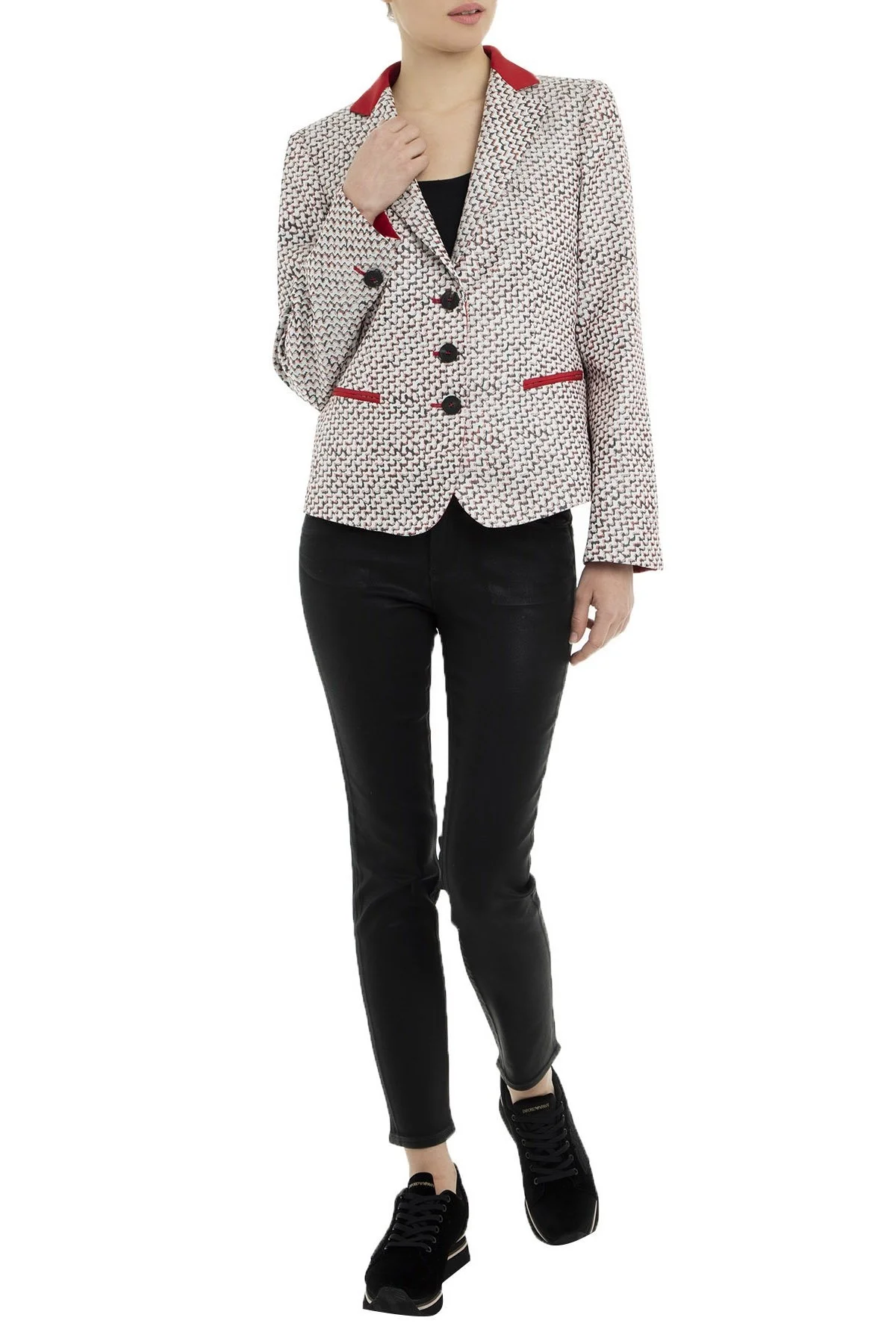 Emporio Armani Bayan Ceket 2NG25T 2M105 010 KIRMIZI-BEYAZ - 5