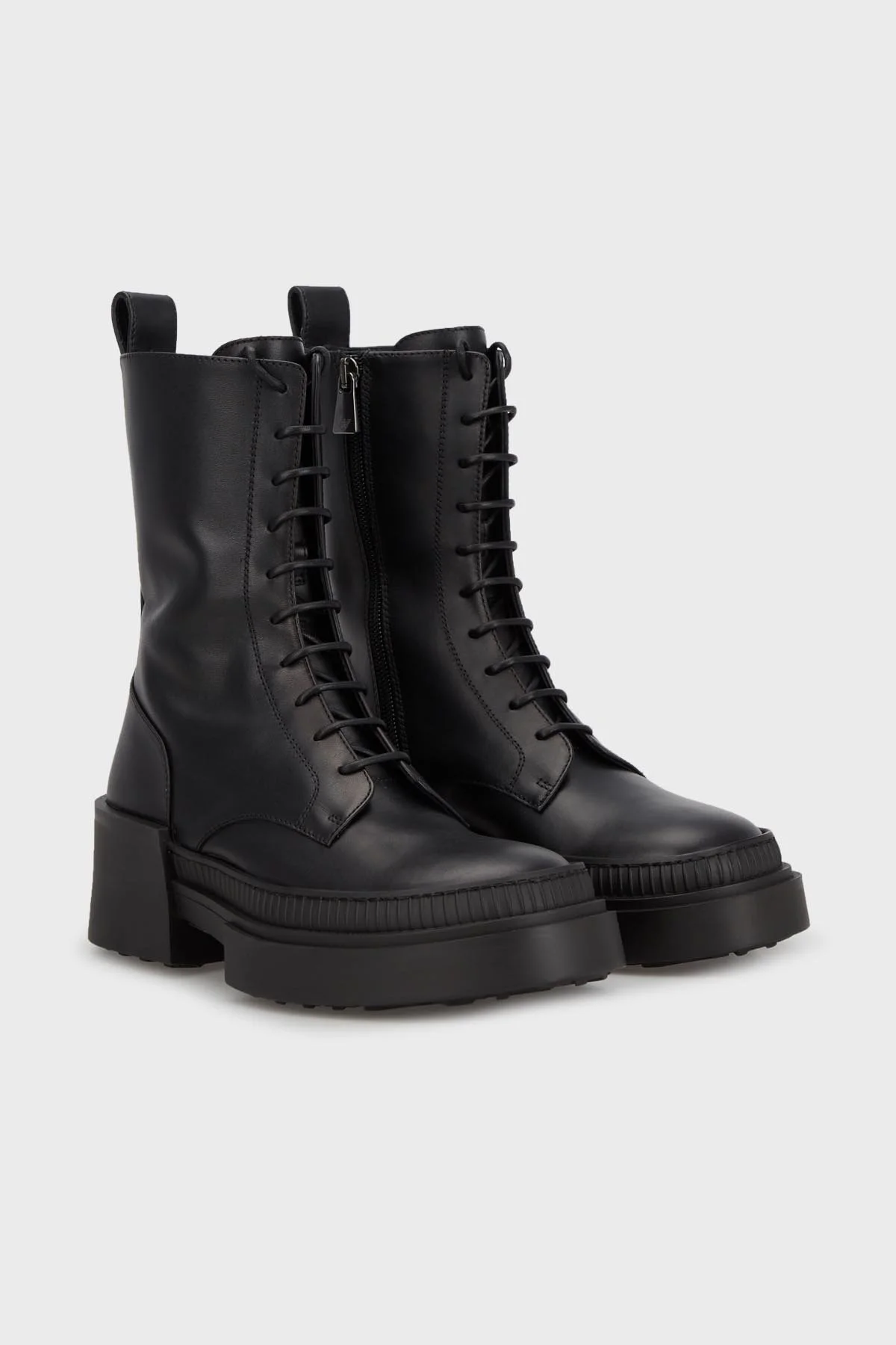 Emporio Armani Kalın Topuklu Fermuarlı Deri Bayan Bot X3N184 XF767 00002 SİYAH - 7