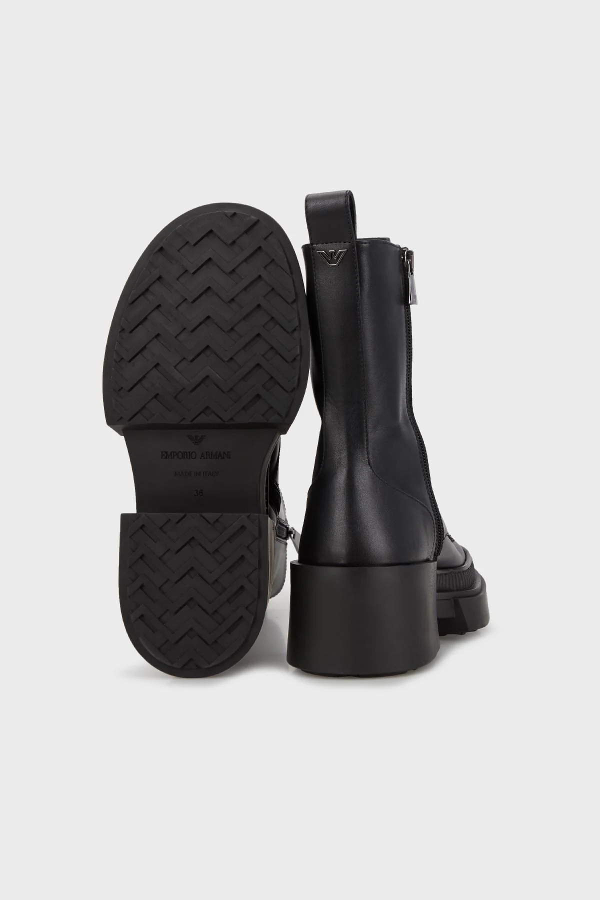 Emporio Armani Kalın Topuklu Fermuarlı Deri Bayan Bot X3N184 XF767 00002 SİYAH - 8