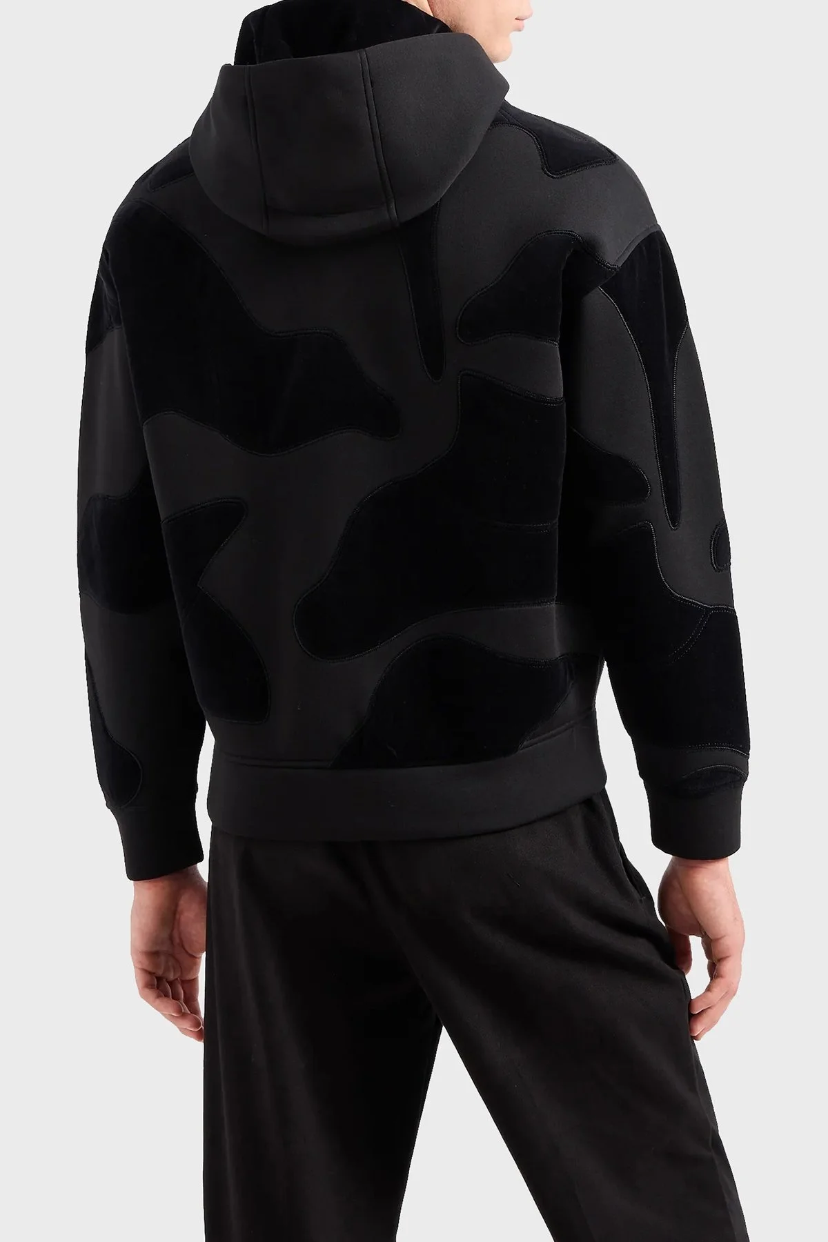 Emporio Armani Kamuflaj Desenli Kapüşonlu Fermuarlı Oversize Erkek Sweat 6R1MF9 1JUWZ 0999 SİYAH - 2