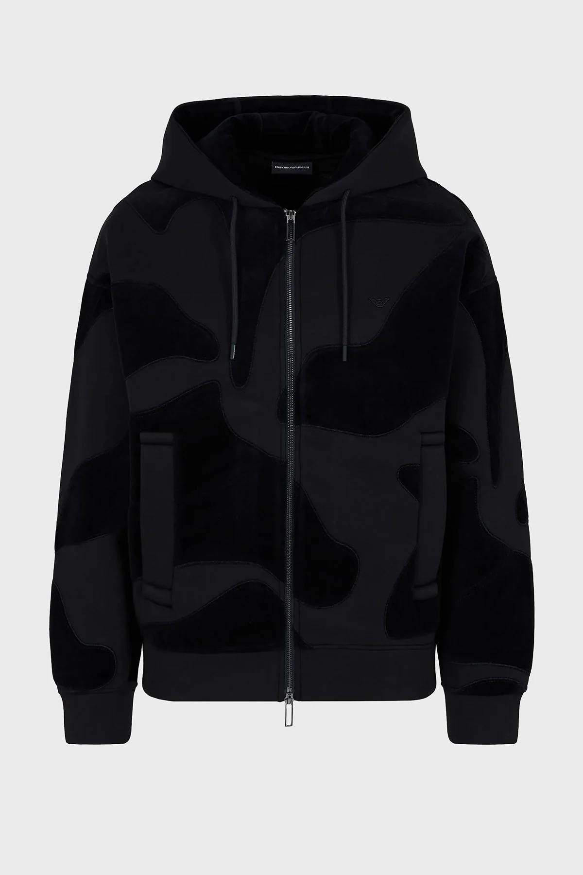 Emporio Armani Kamuflaj Desenli Kapüşonlu Fermuarlı Oversize Erkek Sweat 6R1MF9 1JUWZ 0999 SİYAH - 6
