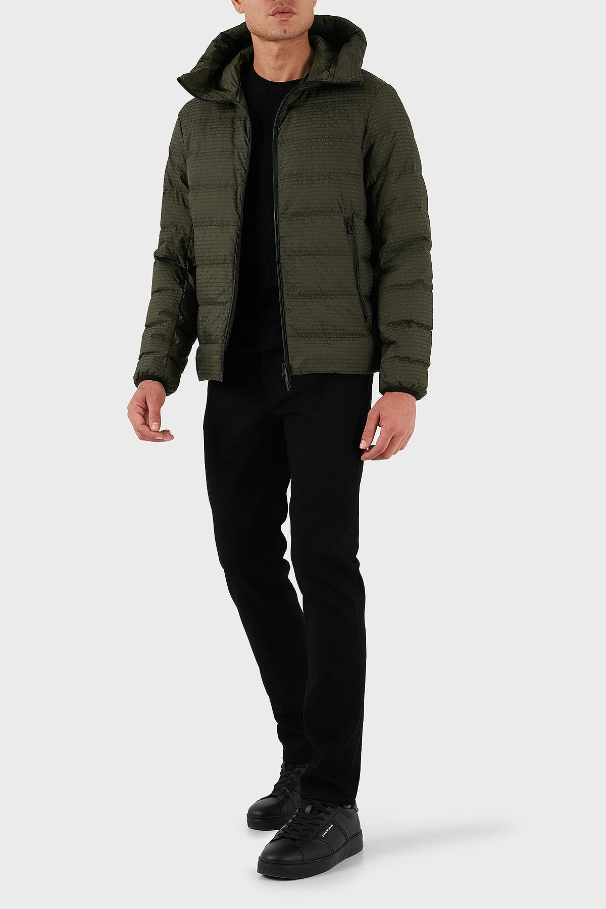 Emporio Armani Kapitoneli 4G Logolu Regular Fit Kapüşonlu Şişme Erkek Mont EM003043 AF15384 U8120 HAKİ - 2