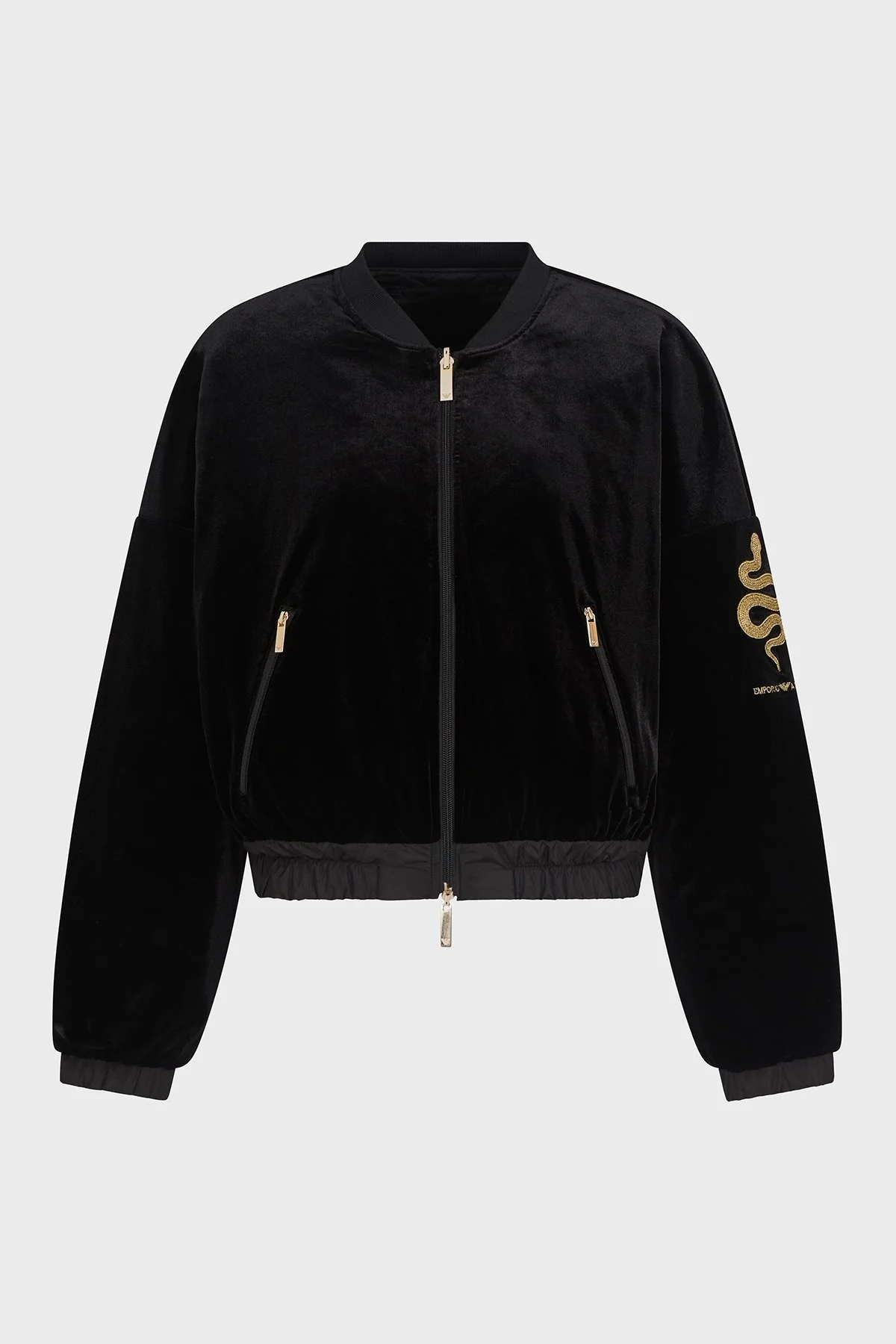 Emporio Armani Kapitoneli Çift Taraflı Kolej Yaka Bomber Bayan Ceket EW001164 AF13341 UC001 SİYAH - 10