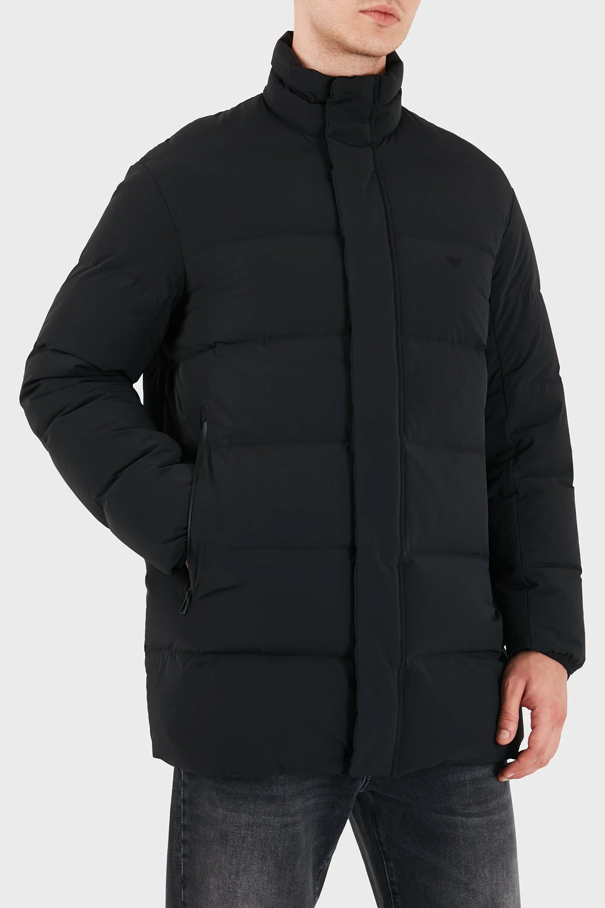 Emporio Armani Kapitoneli Dik Yaka Su itici Şişme Erkek Mont EM004949 AF18499 UC001 Siyah - 3