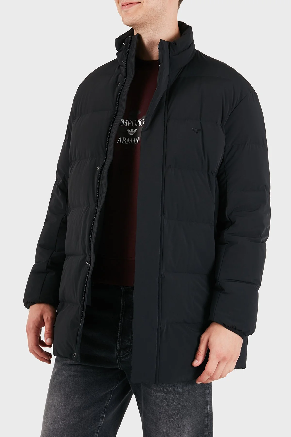 Emporio Armani Kapitoneli Dik Yaka Su itici Şişme Erkek Mont EM004949 AF18499 UC001 Siyah - 6