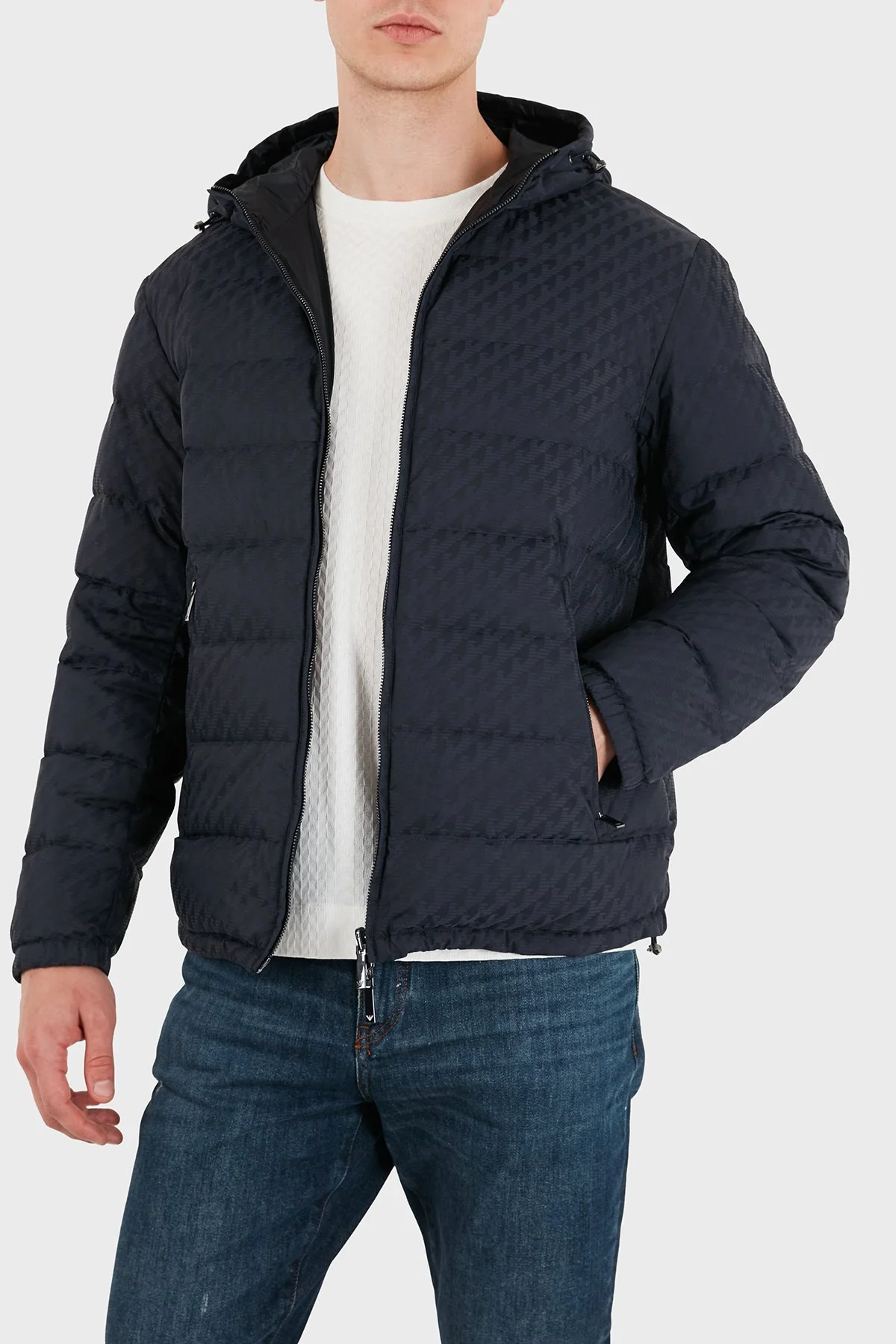 Emporio Armani Kapitoneli Kapüşonlu Kuş Tüyü Dolgulu Çift Taraflı Şişme Erkek Mont EM006732 AF28007 FB058 Mavi - 5