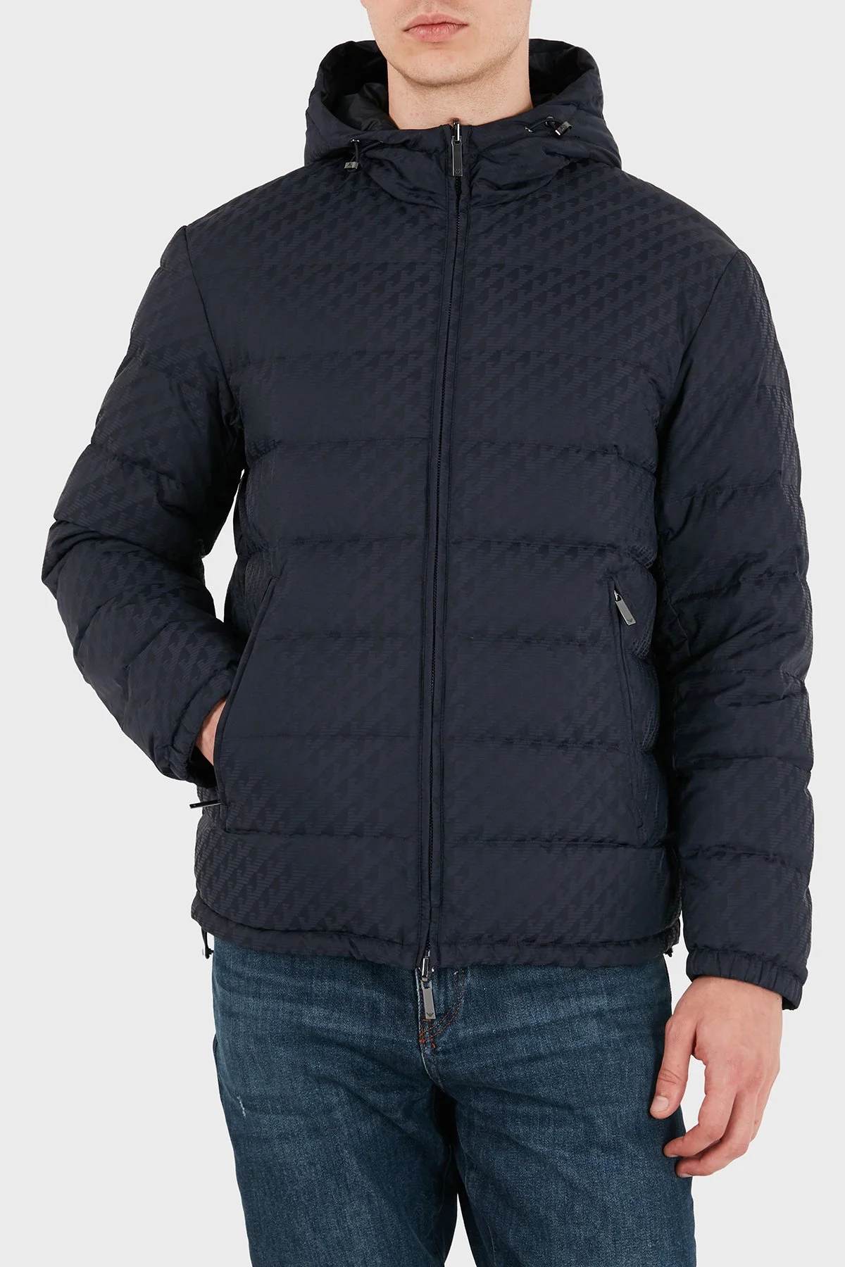 Emporio Armani Kapitoneli Kapüşonlu Kuş Tüyü Dolgulu Çift Taraflı Şişme Erkek Mont EM006732 AF28007 FB058 Mavi - 6