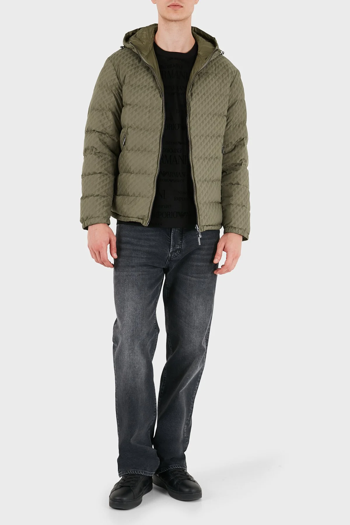 Emporio Armani Kapitoneli Kapüşonlu Kuş Tüyü Dolgulu Çift Taraflı Su Geçirmez Şişme Erkek Mont EM006732 AF28007 F8287 Gri - 2