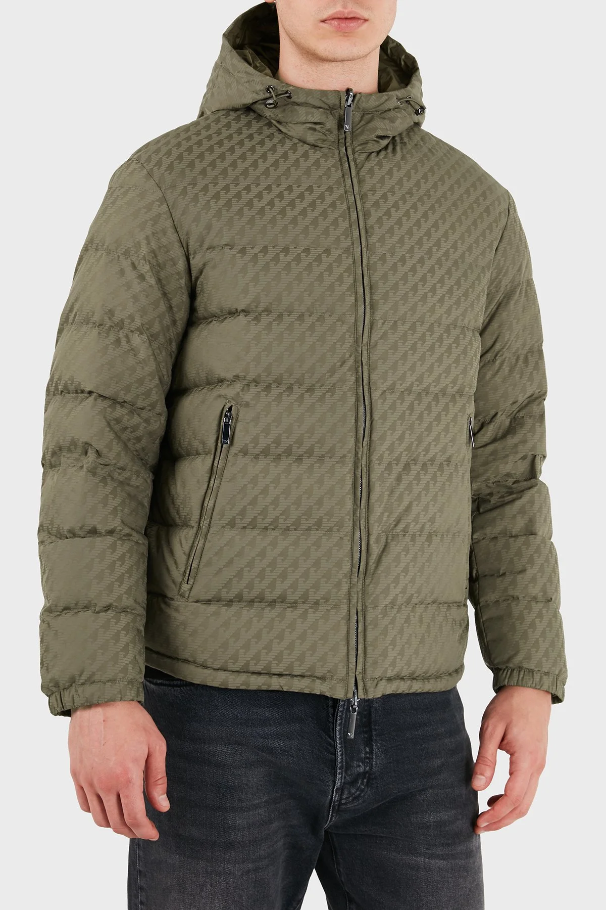 Emporio Armani Kapitoneli Kapüşonlu Kuş Tüyü Dolgulu Çift Taraflı Su Geçirmez Şişme Erkek Mont EM006732 AF28007 F8287 Gri - 4