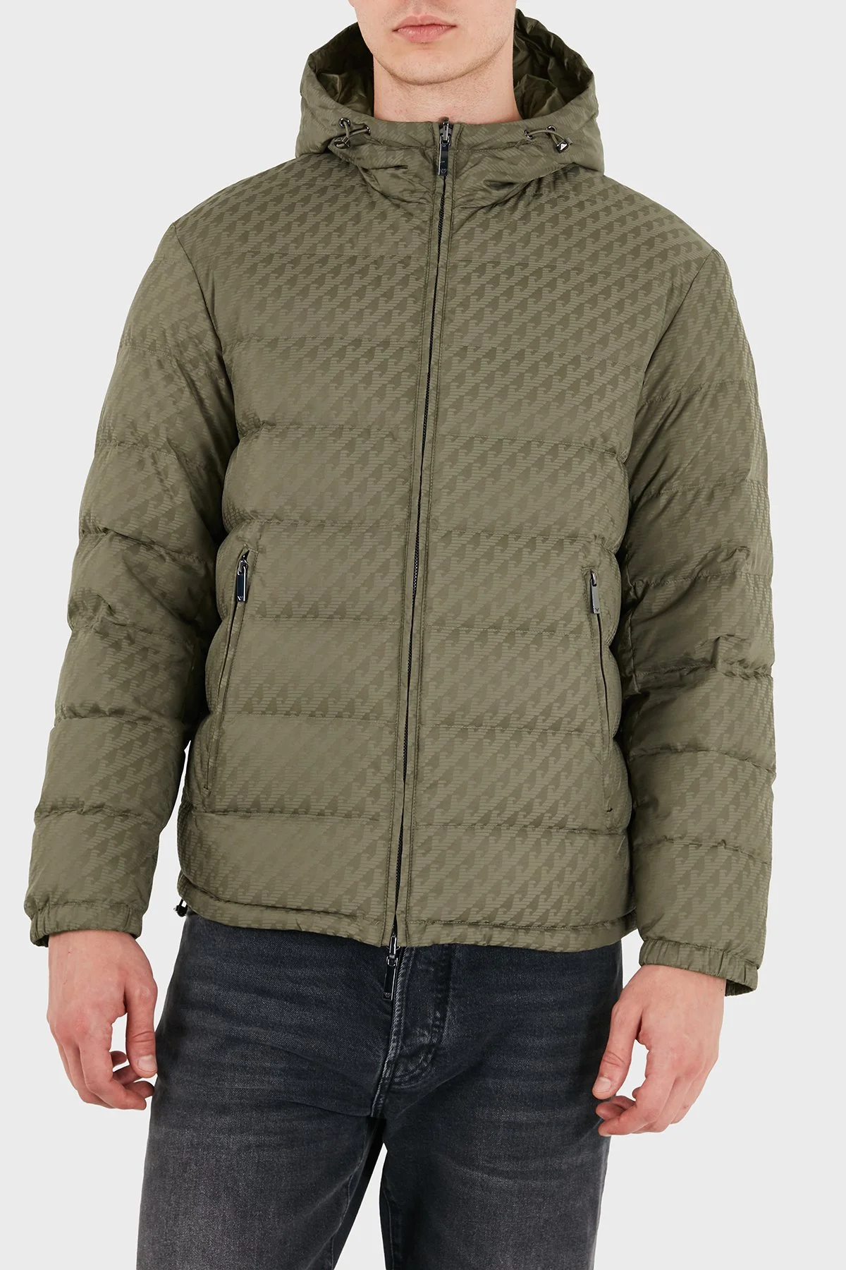 Emporio Armani Kapitoneli Kapüşonlu Kuş Tüyü Dolgulu Çift Taraflı Su Geçirmez Şişme Erkek Mont EM006732 AF28007 F8287 Gri - 7