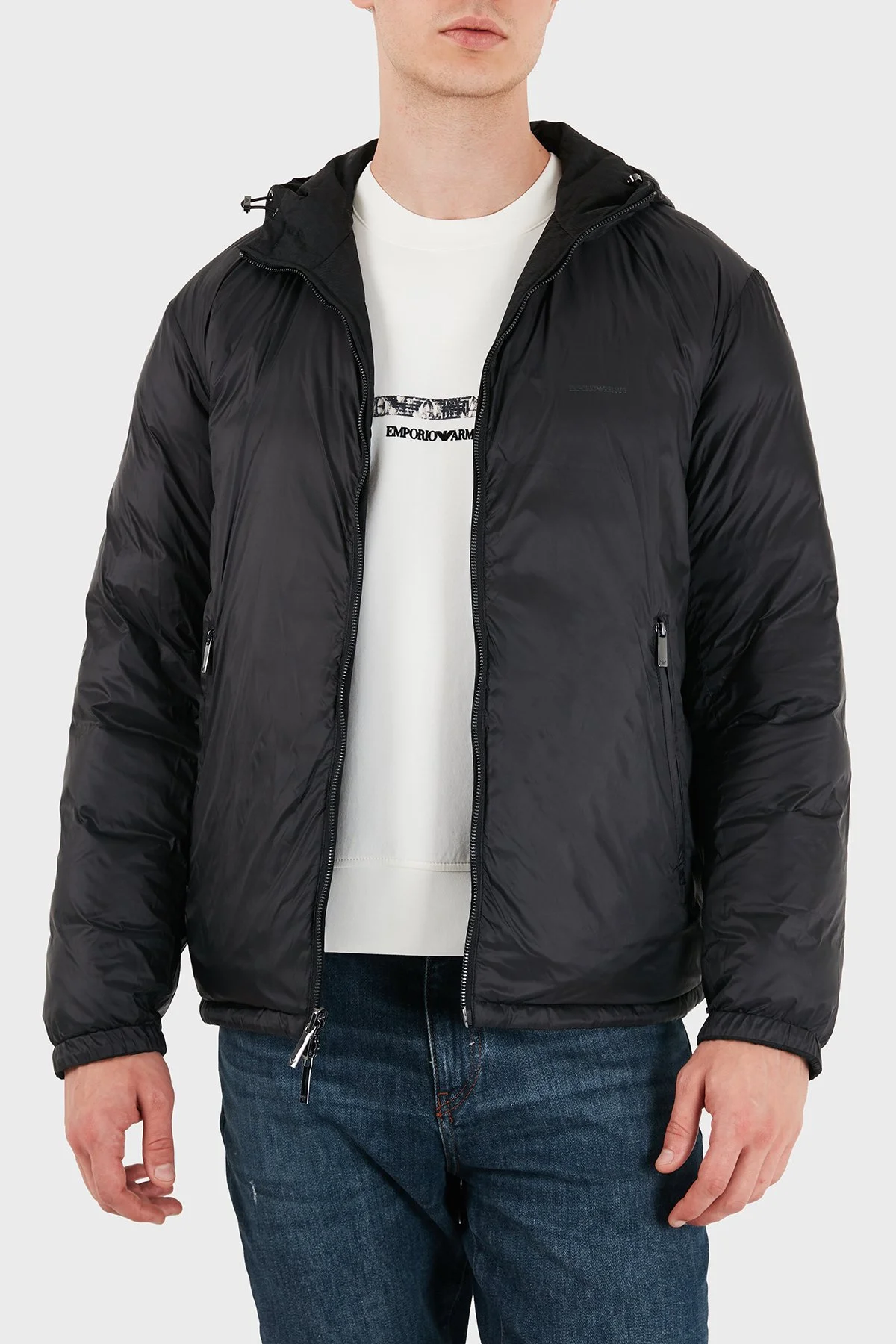 Emporio Armani Kapitoneli Kuş Tüyü Dolgulu Çift Taraflı Erkek Mont EM006732 AF28007 FC043 Siyah-beyaz - 6