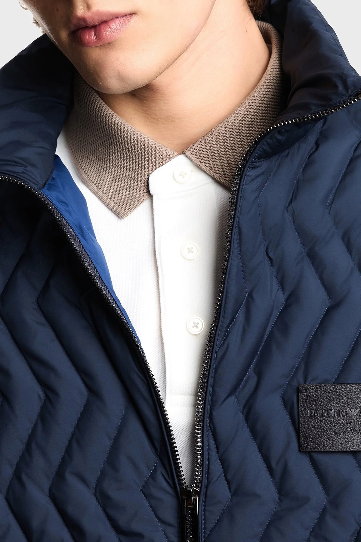 Emporio Armani Kapitoneli Kuş Tüyü Dolgulu Dik Yaka Şişme Erkek Mont EM003415 AF18231 UB118 LACİVERT - 4