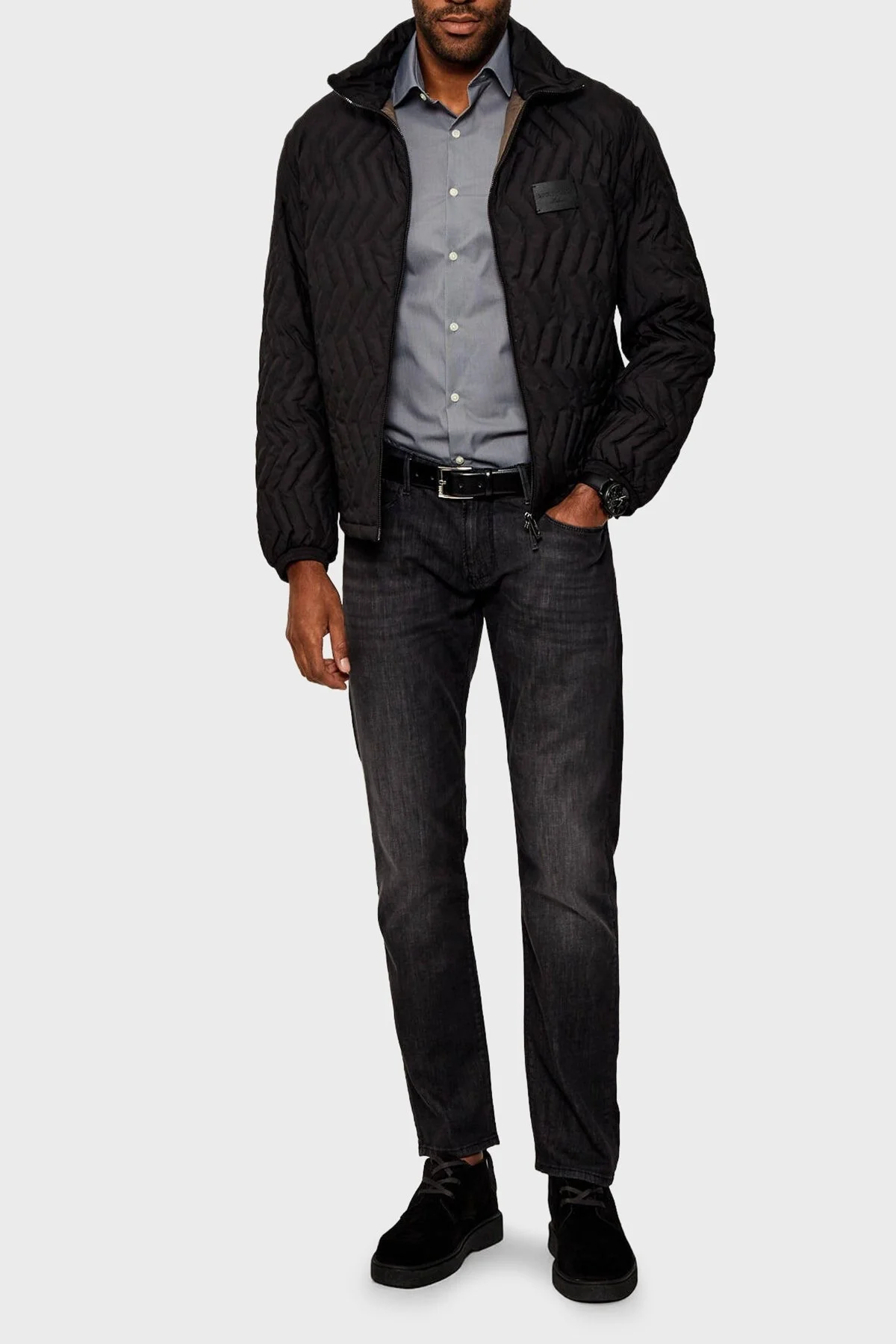 Emporio Armani Kapitoneli Kuş Tüyü Dolgulu Dik Yaka Şişme Erkek Mont EM003415 AF18231 UC001 SİYAH - 2