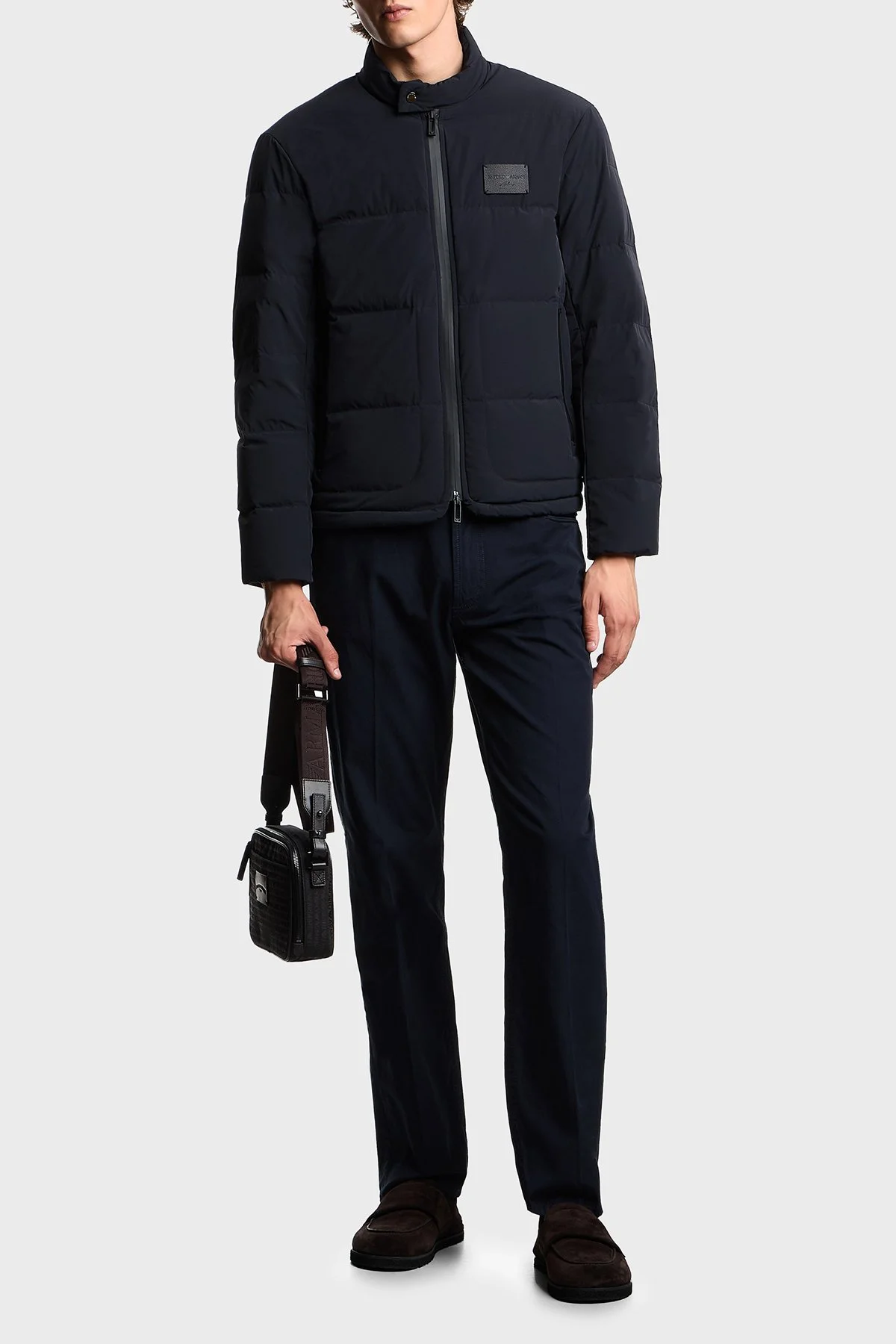 Emporio Armani Kapitoneli Logolu Regular Fit Dik Yaka Erkek Mont EM003278 AF18499 UB118 LACİVERT - 2