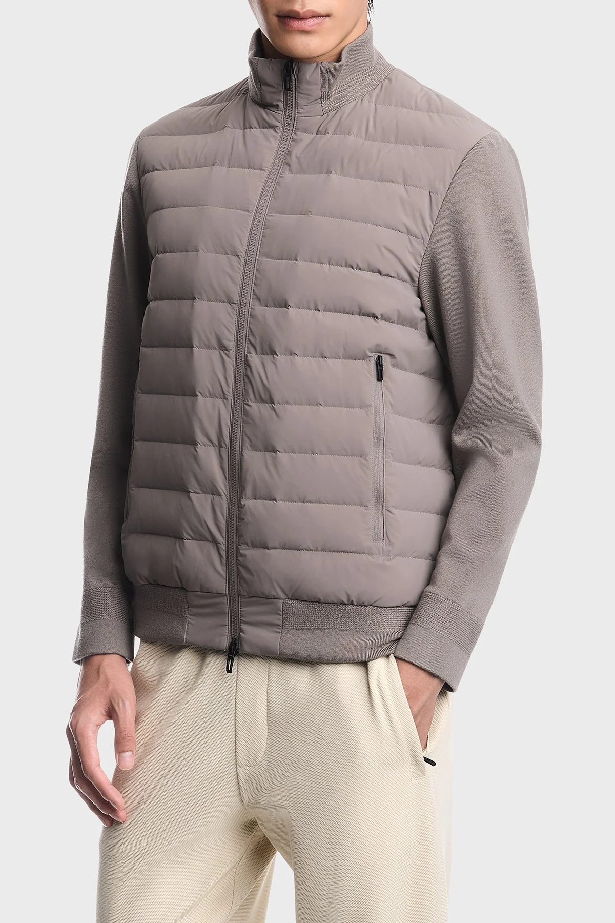 Emporio Armani Kapitoneli Regular Fit Dik Yaka Erkek Mont EM006382 AF13772 U6107 Vizon - 1