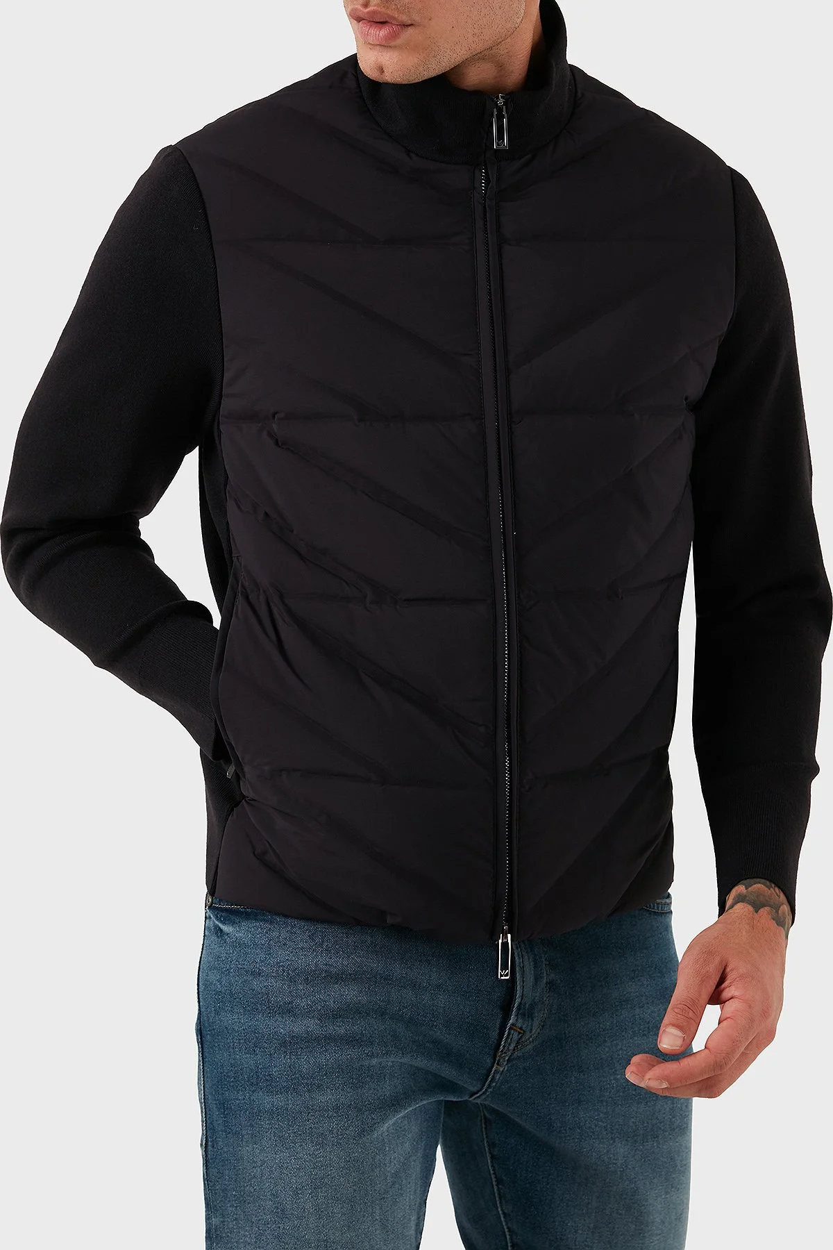 Emporio Armani Kapitoneli Regular Fit Dik Yaka Fermuarlı Erkek Mont EM003426 AF17823 UB118 LACİVERT - 4