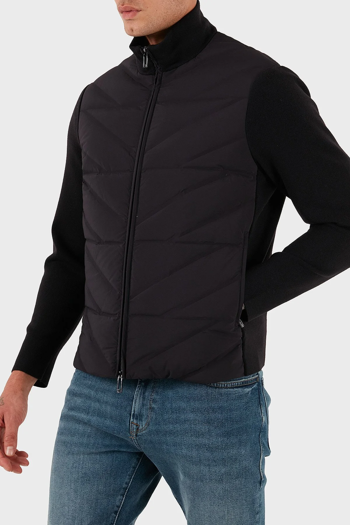 Emporio Armani Kapitoneli Regular Fit Dik Yaka Fermuarlı Erkek Mont EM003426 AF17823 UB118 LACİVERT - 5